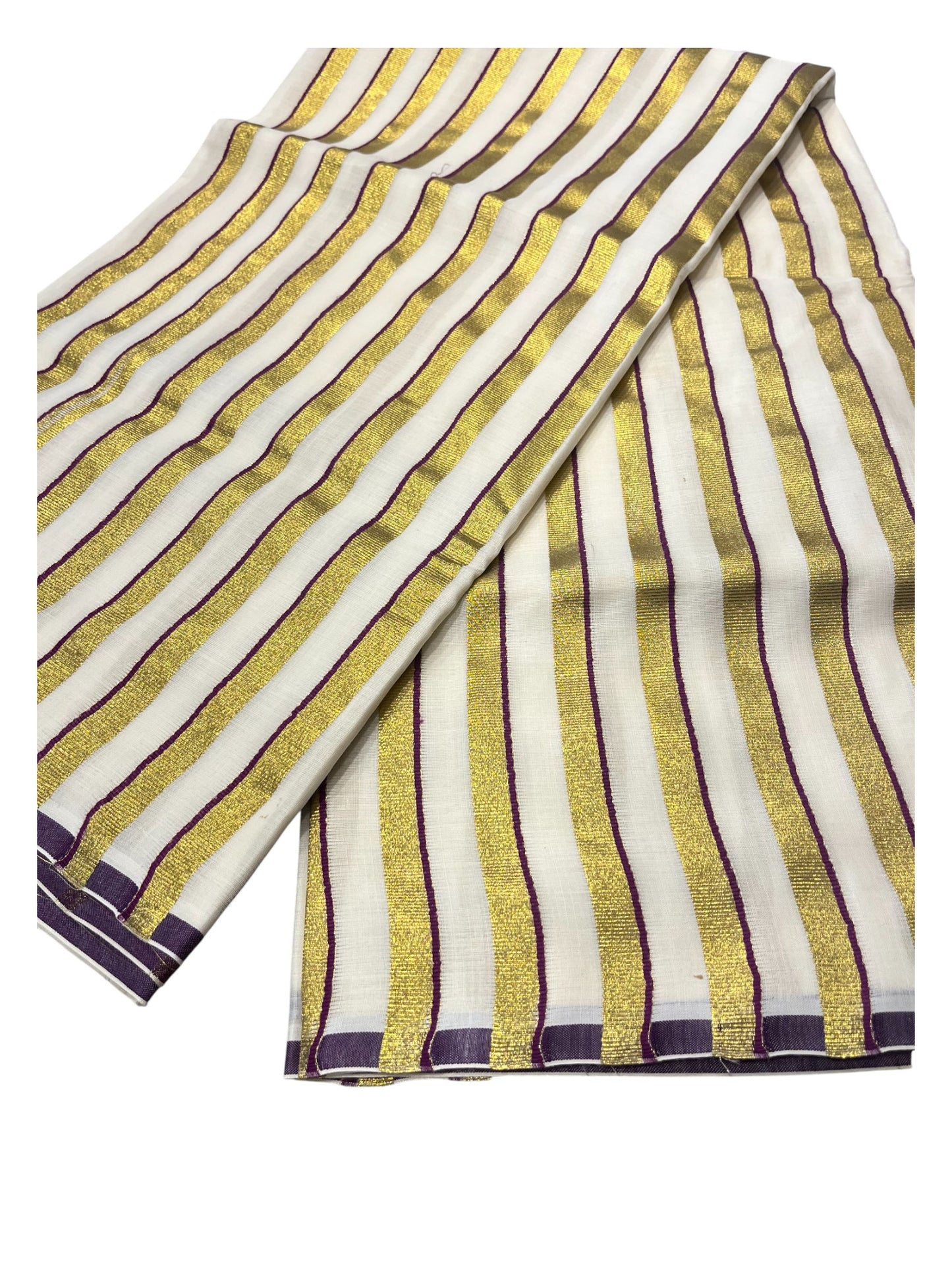 Southloom Puliyilakkara Purple and Gold Kasavu Kerala Saree with Woven Blouse