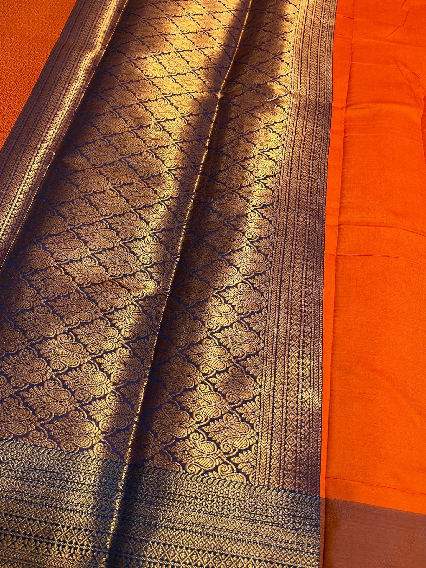 Southloom Premium Semi Silk Zari Work Brocade Saree in Bridal Orange with Matching Pallu