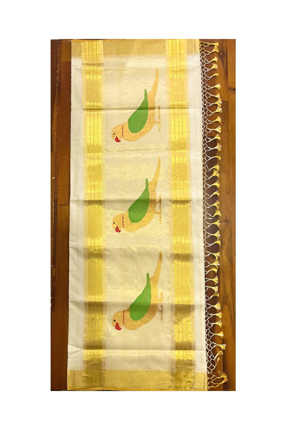 Southloom Original Balaramapuram Handloom Premium Saree with Handwoven Parrot Design