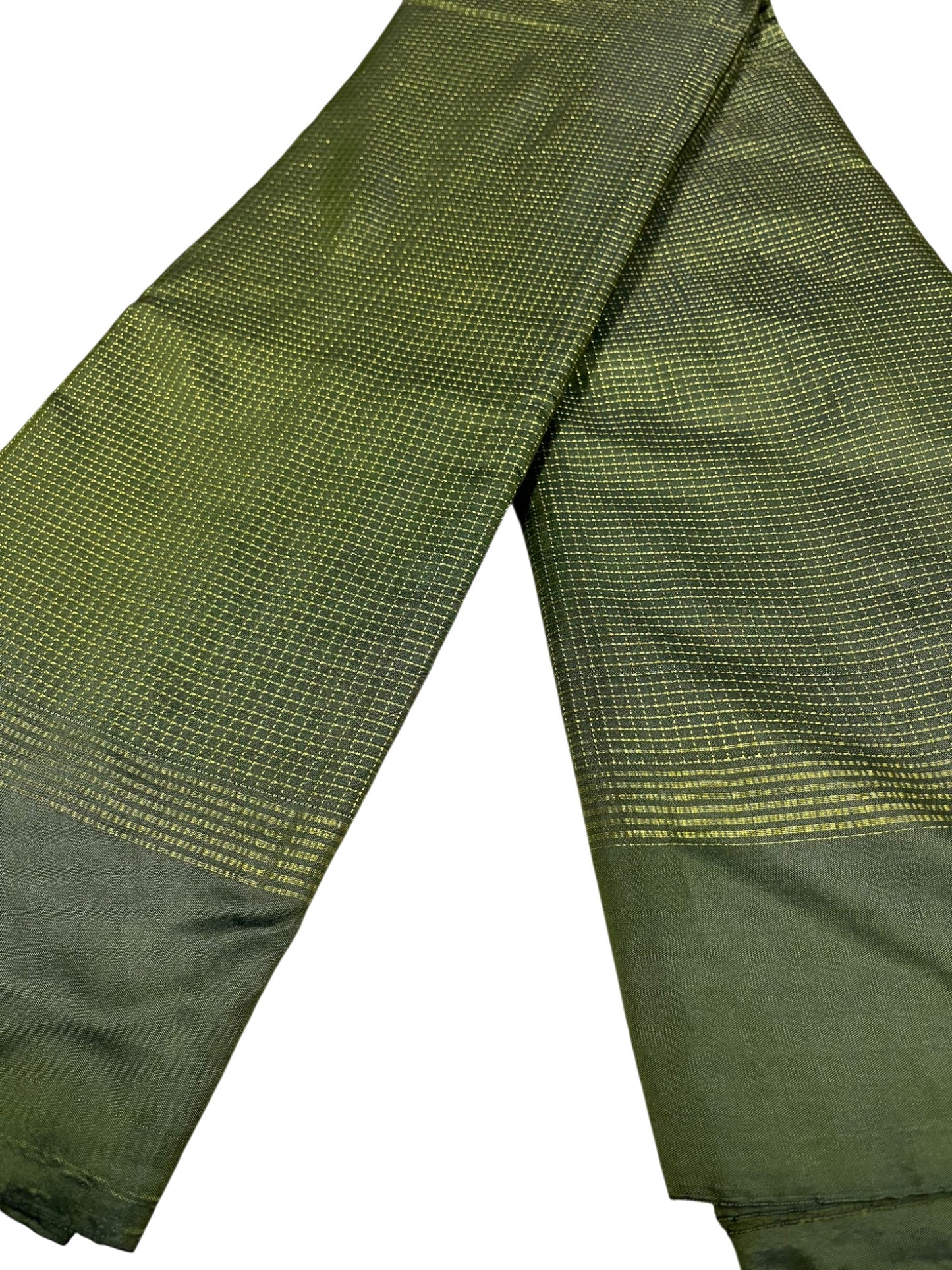 Southloom Semi Silk Saree with Micro Check on Body in Olive  Green