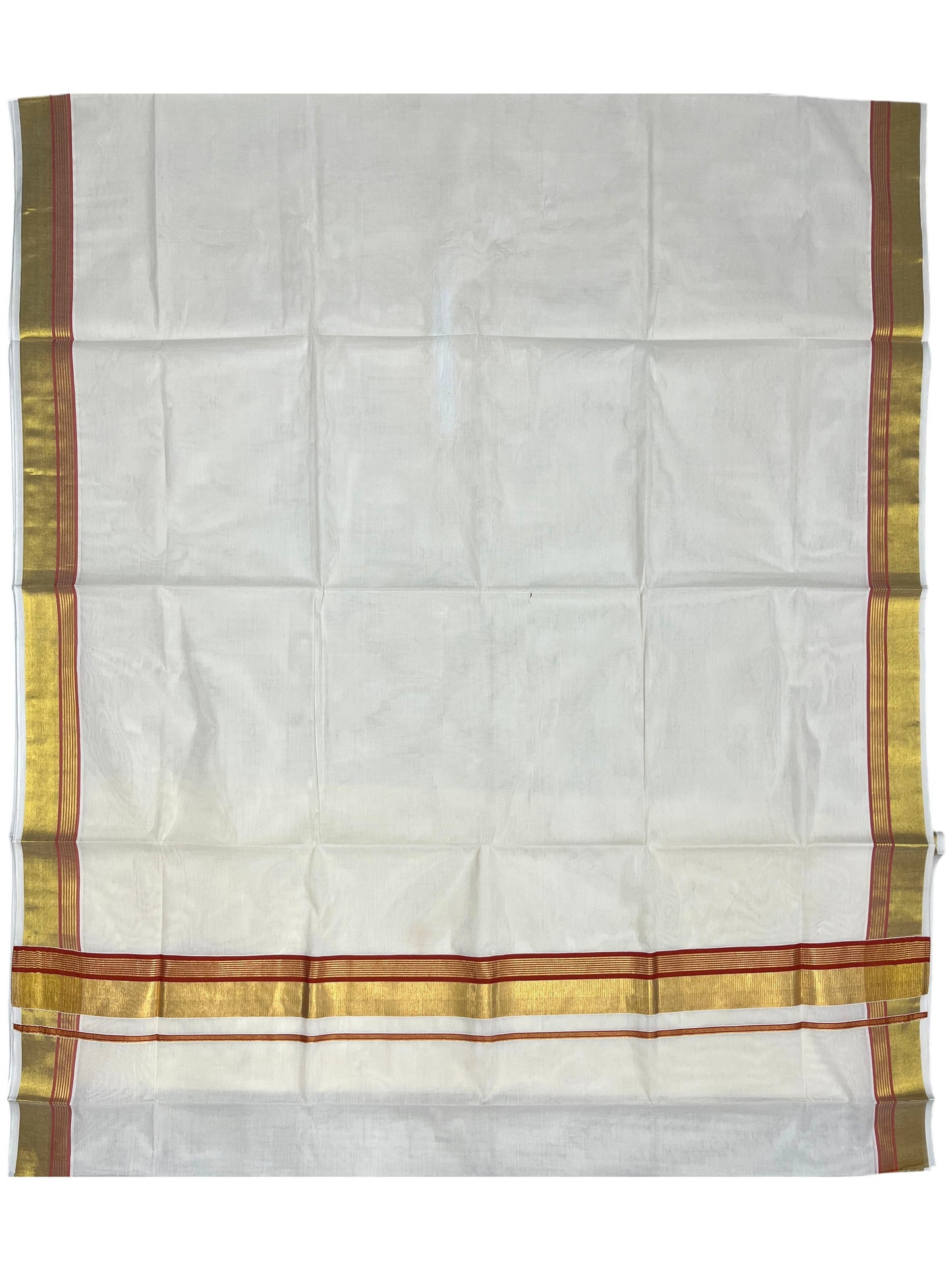 Southloom Pure Cotton Kerala Saree with Kasavu and Orange Border