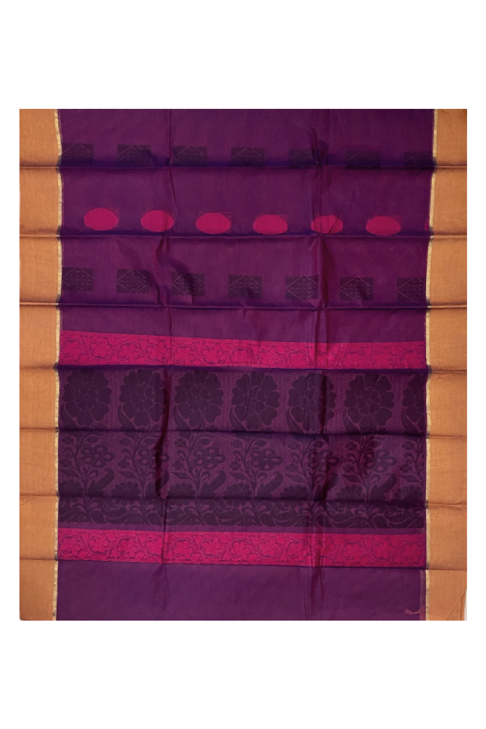 Southloom Cotton Purple Saree with Woven Butta Works on Body and Pallu