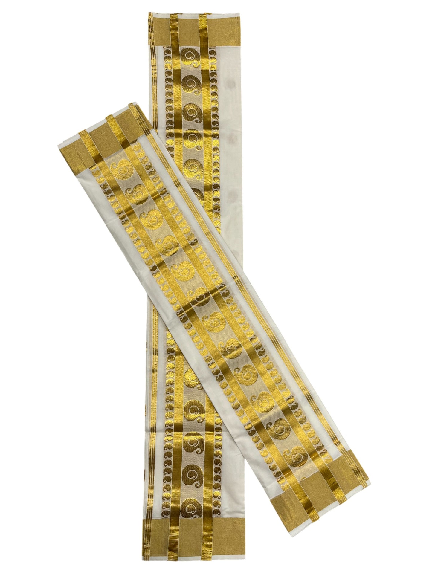 Southloom Premium Handloom Set Mundu with Kasavu and Golden Border (2.80 Mtr)