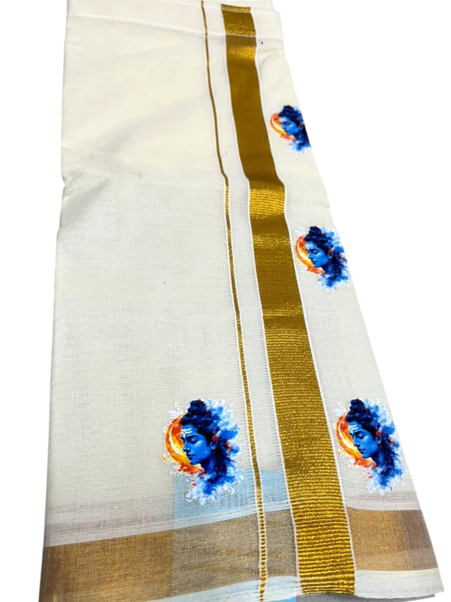 Southloom Cotton Kasavu Printed Kids's Velcro Mundu SLK