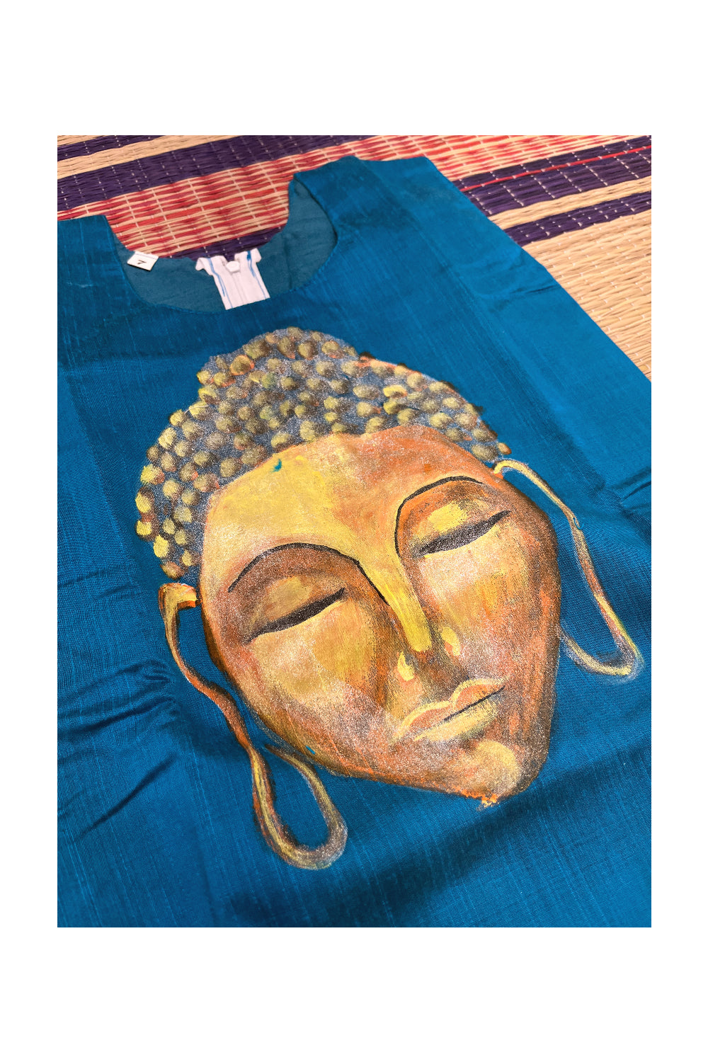 Southloom Kerala Pavada Blue Blouse with Buddha Mural Designs (Age - 7 Years)