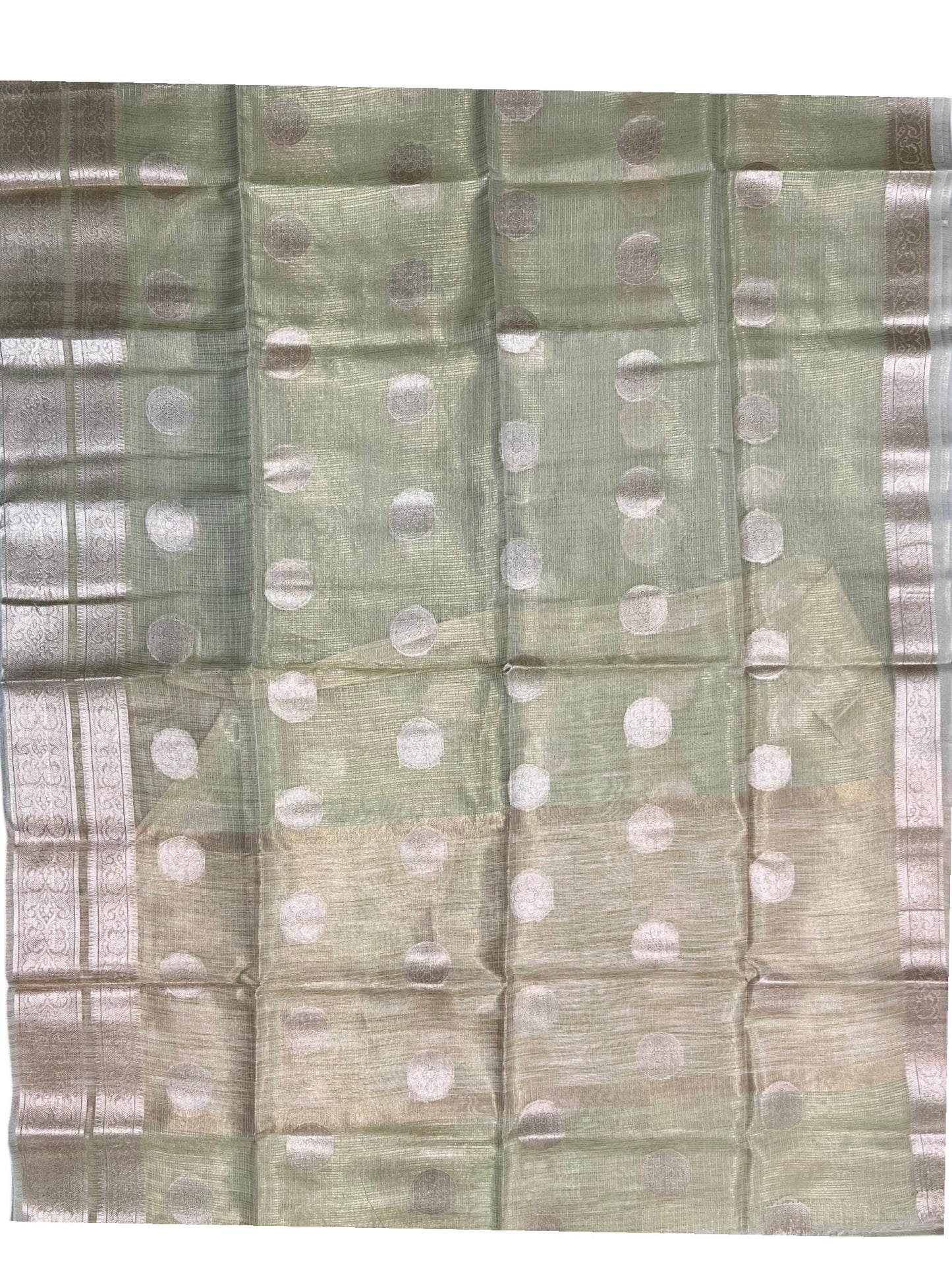 Southloom Tissue Silk Saree with Woven Work on Body and Borders Green