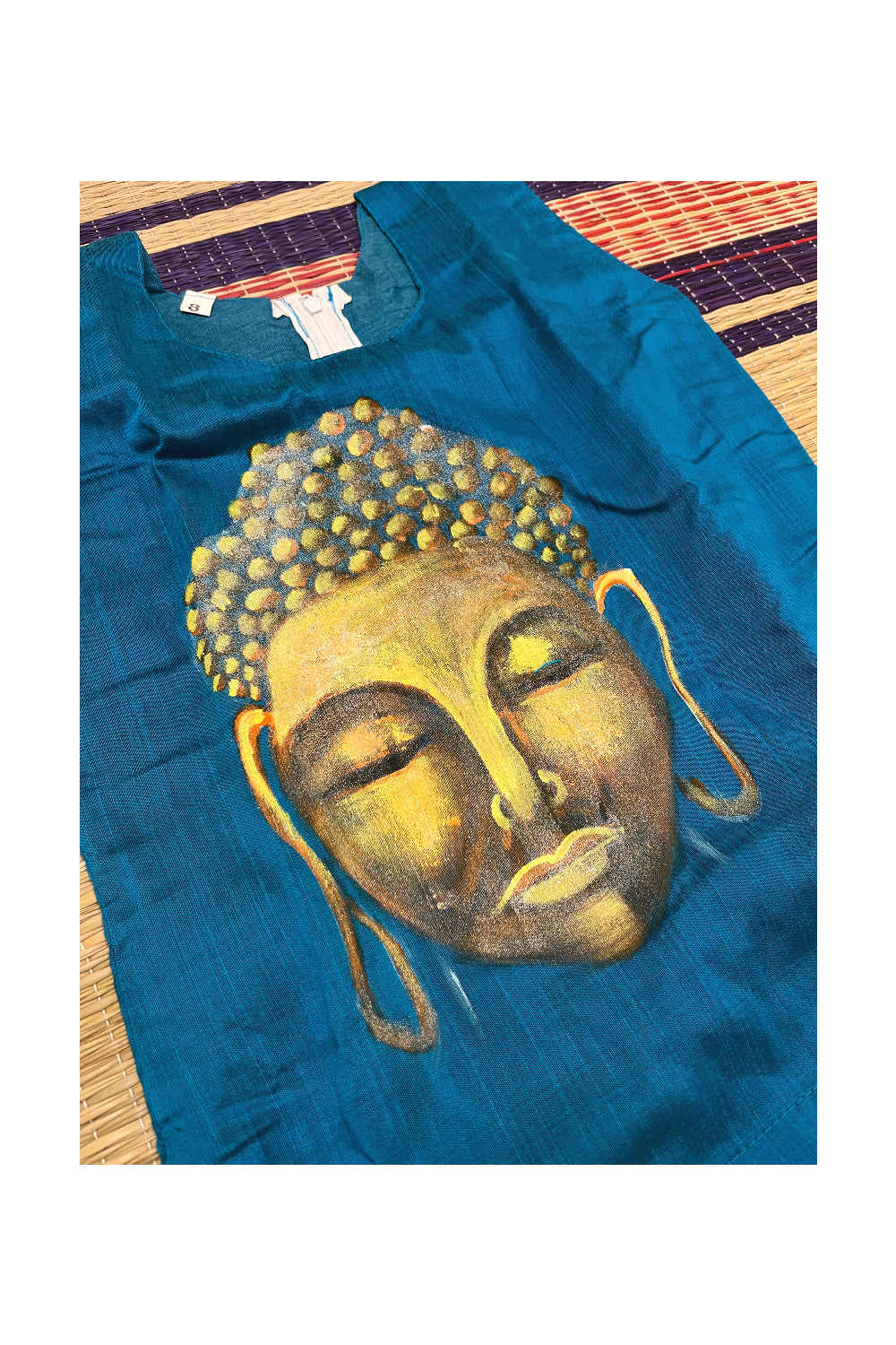 Southloom Kerala Pavada Blue Blouse with Buddha Mural Designs (Age - 8 Years)