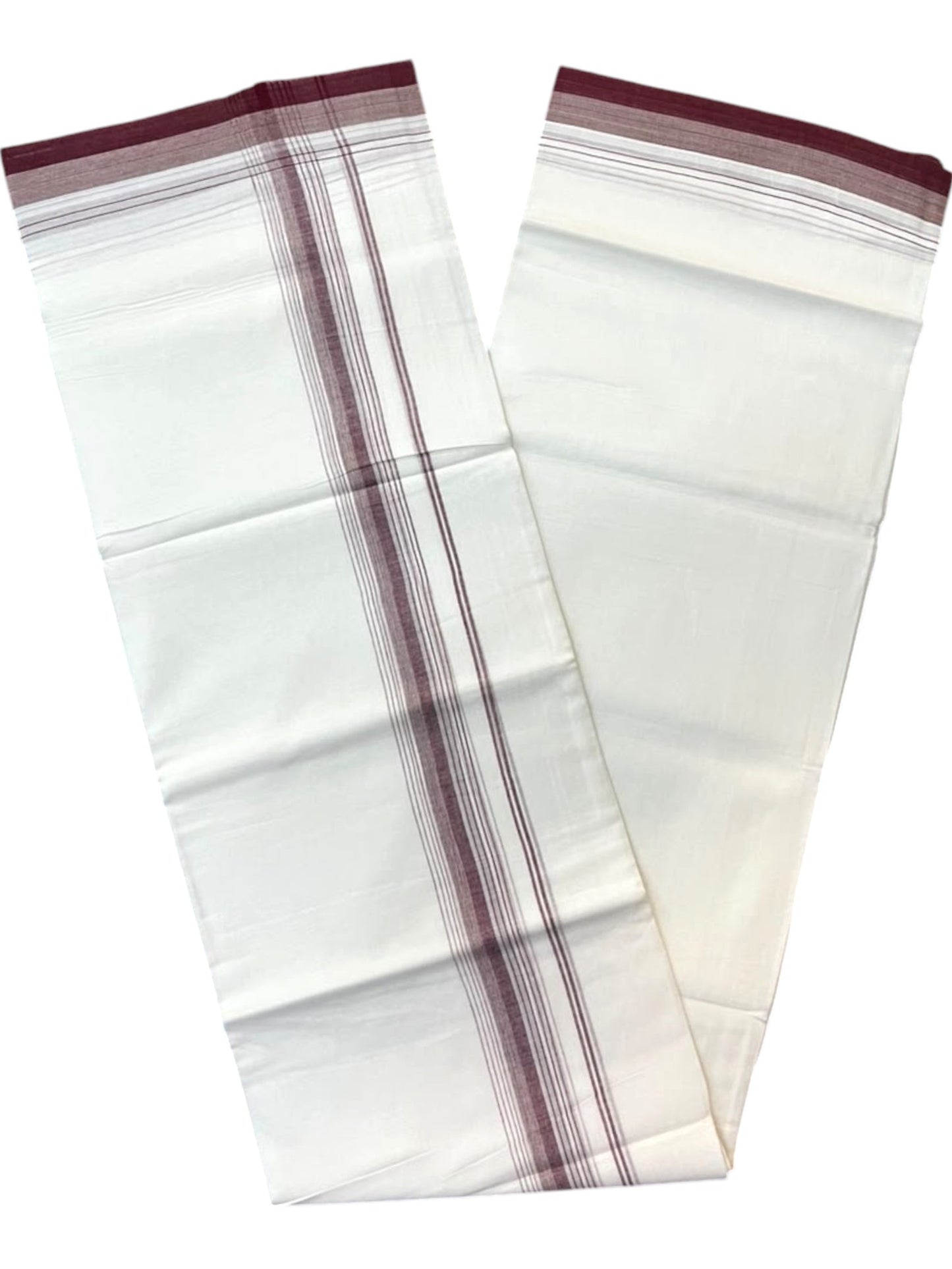 Southloom Pure Cotton Mundu with Maroon Border (South Indian Kerala Dhoti)