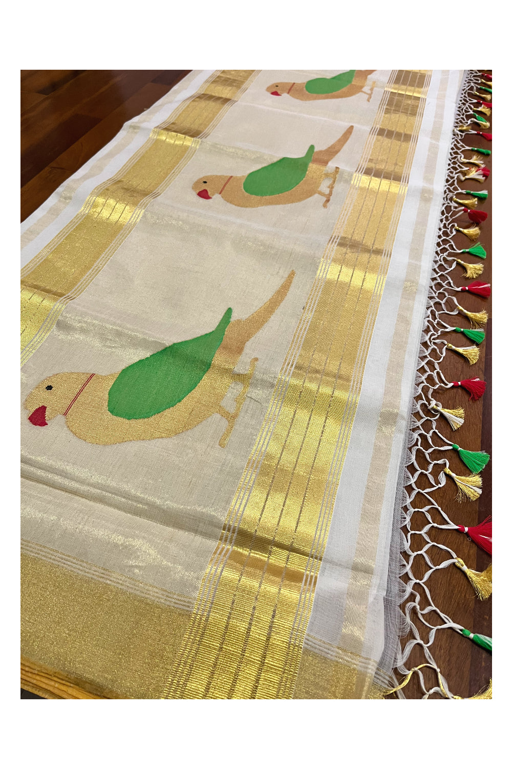 Southloom Original Balaramapuram Handloom Saree with Handwoven Parrot Design