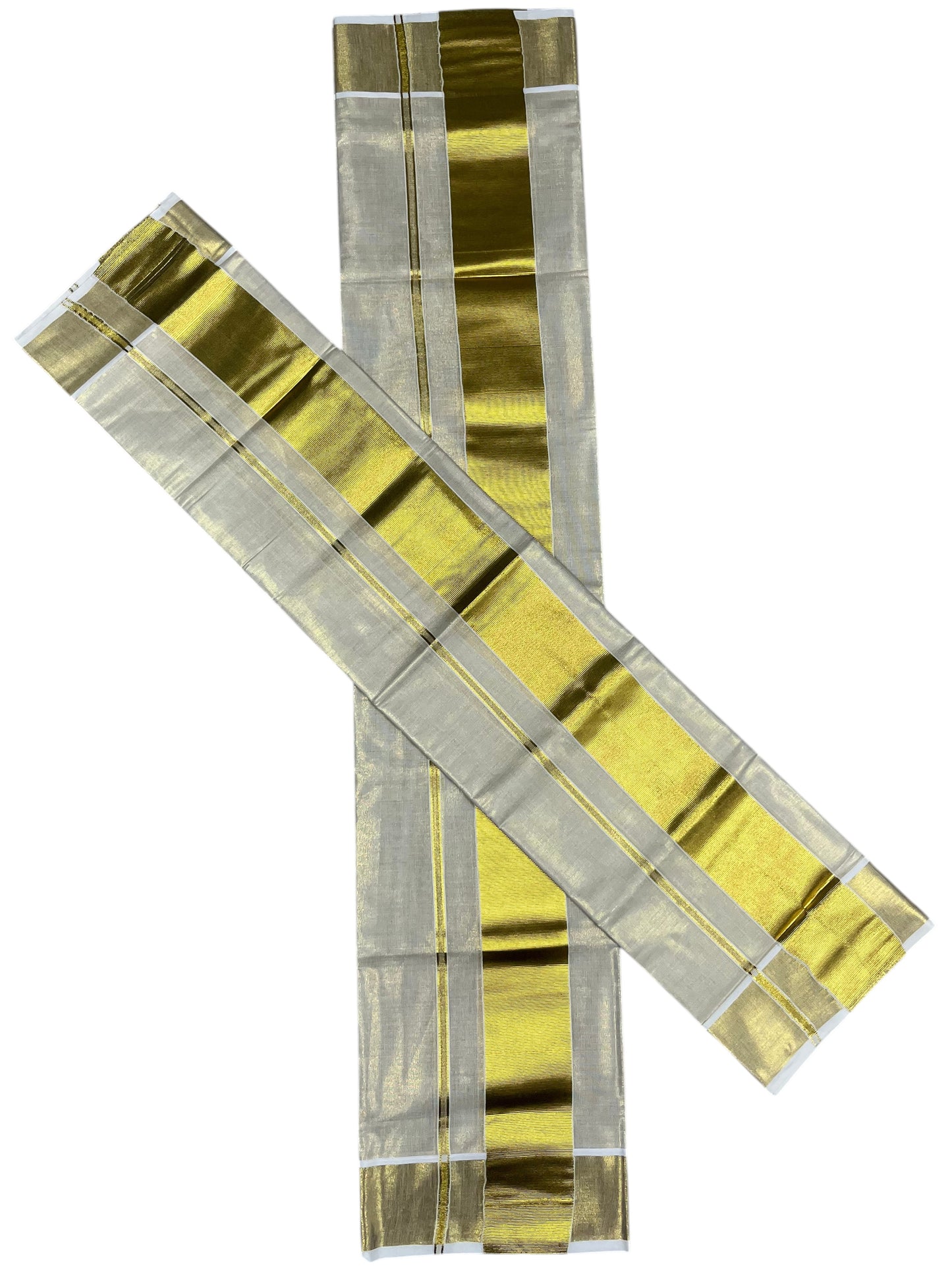 Southloom Kerala Tissue Single Set Mundu (Mundum Neriyathum) with  Kasavu Border 4Inch SL336