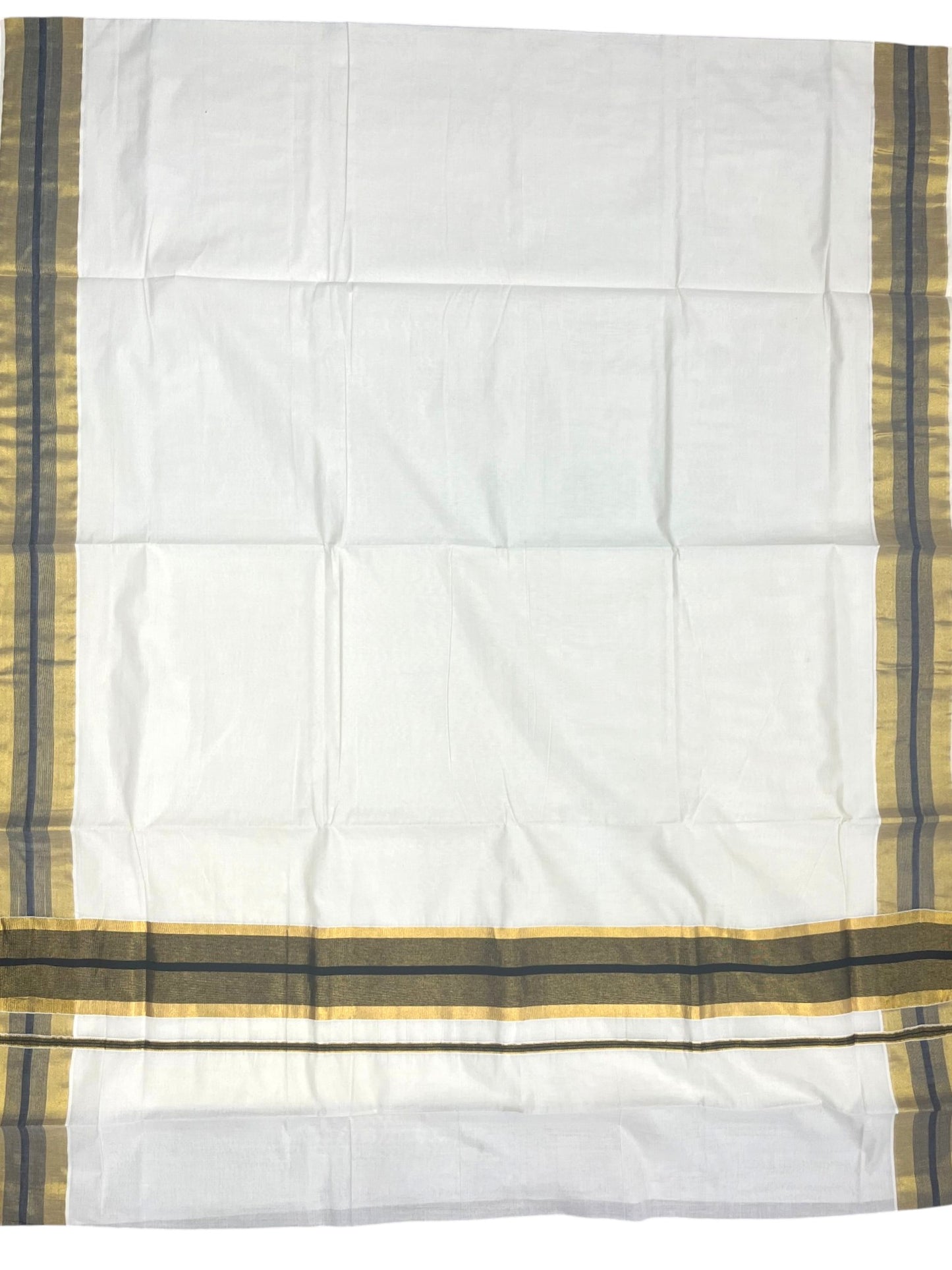 Southloom Kerala Pure Cotton Plain Saree with Kasavu and Black Border