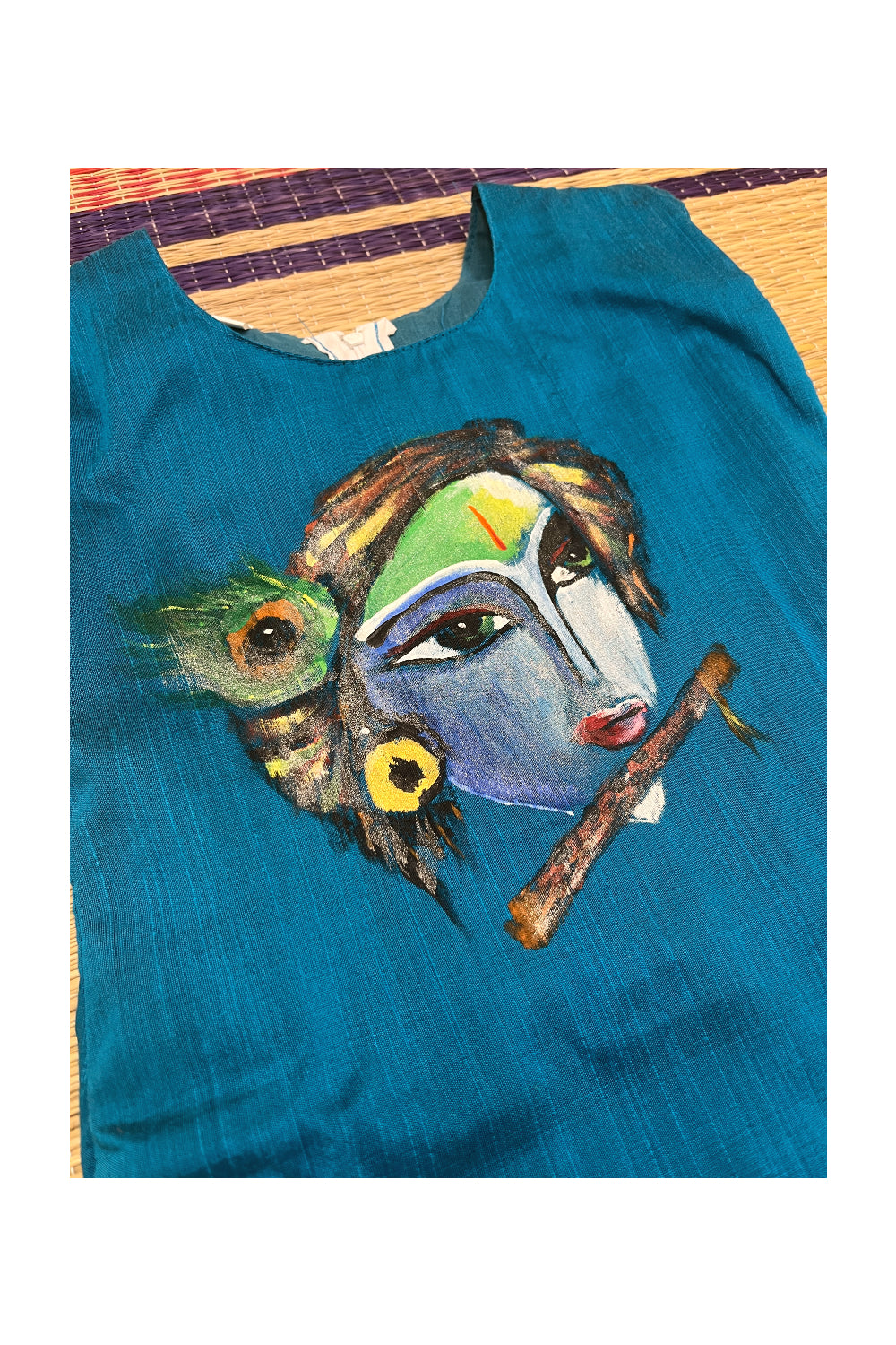 Southloom Kerala Pavada Blue Blouse with Krishna Mural Designs (Age - 5 Years)