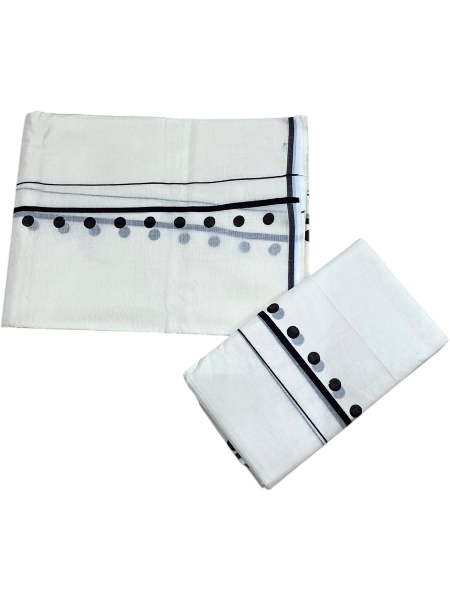 Southloom Pure Cotton Kerala Single Set Mundu (Mundum Neriyathum) with Digital Prints in Black 2.80 Mtrs SL359