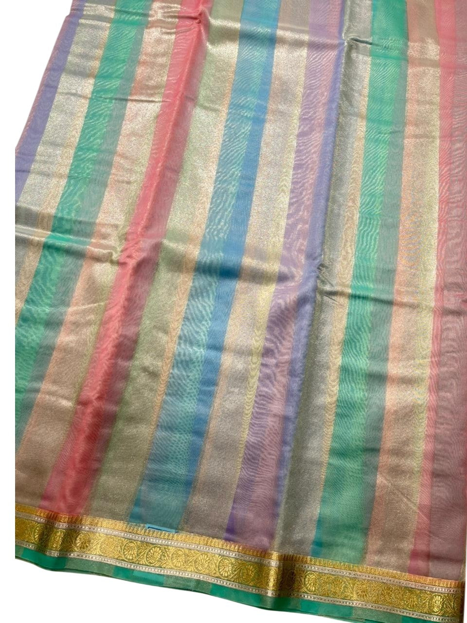 Southloom Tissue Organza Saree With Stripes Design in Multicolour SL353