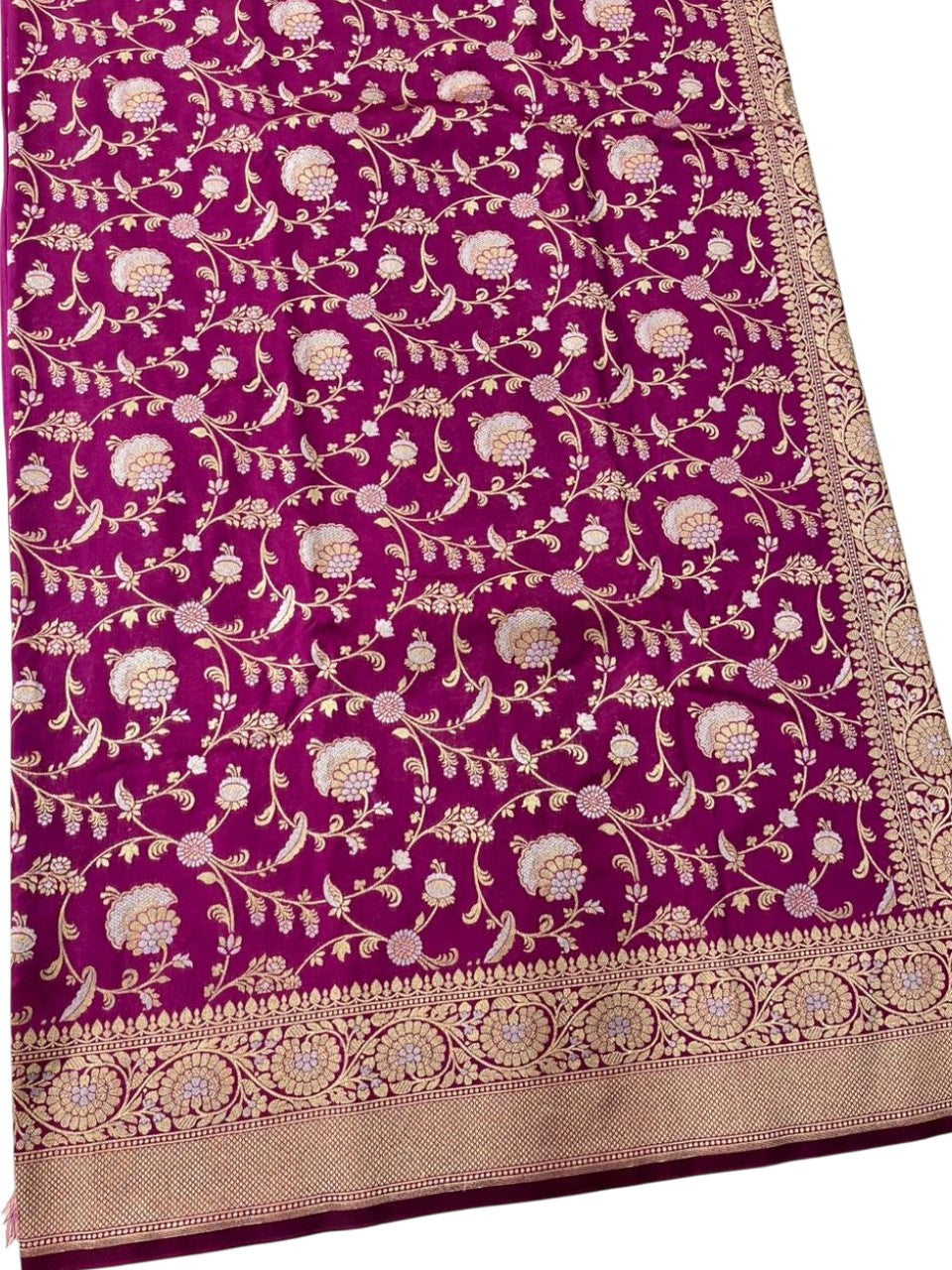 Southloom Pure Banarasi Silk Saree with Woven Work on Body and Borders (Purple)