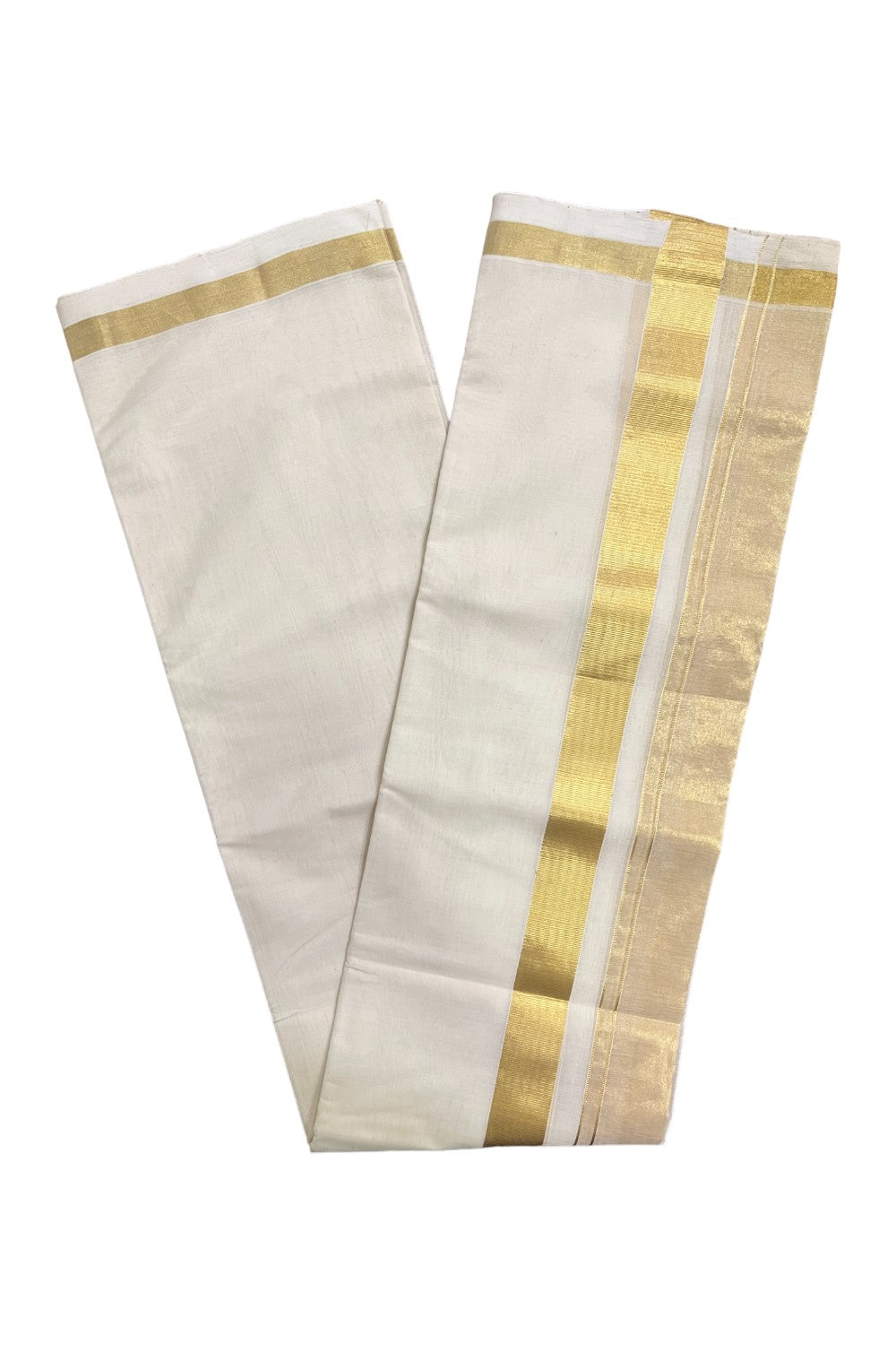 Southloom Premium Balaramapuram Handloom Wedding Mundu with Kasavu Woven Border (South Indian Kerala Dhoti)