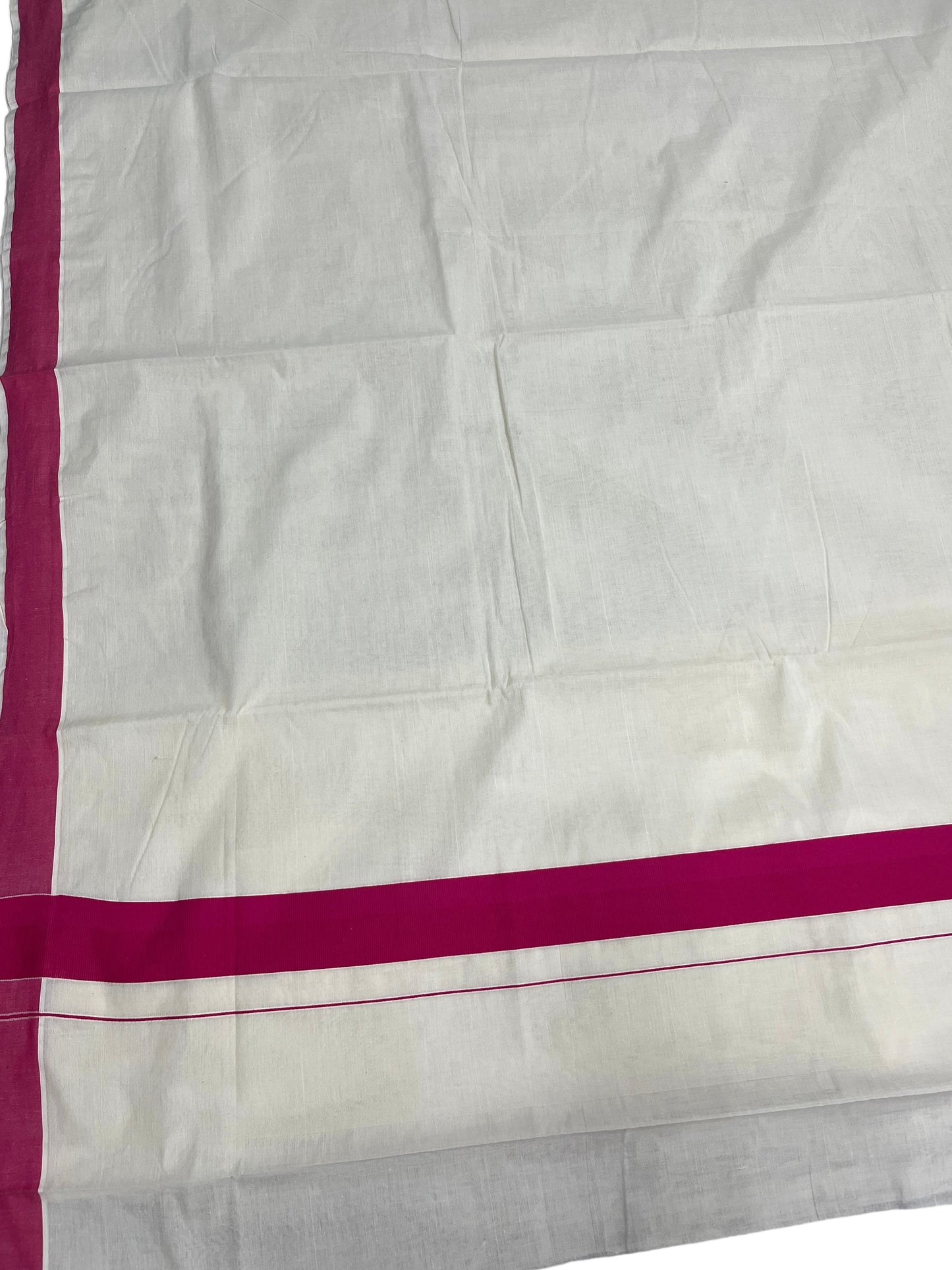 Southloom Pure Cotton Kerala Saree with Pink Plain Border