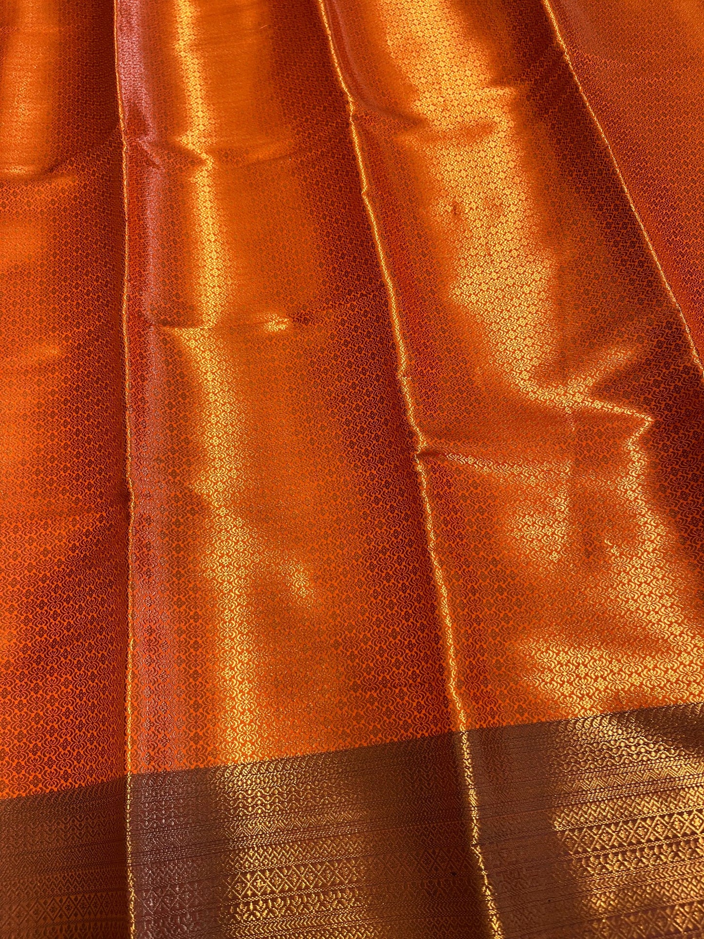 Southloom Premium Semi Silk Zari Work Brocade Saree in Bridal Orange with Matching Pallu