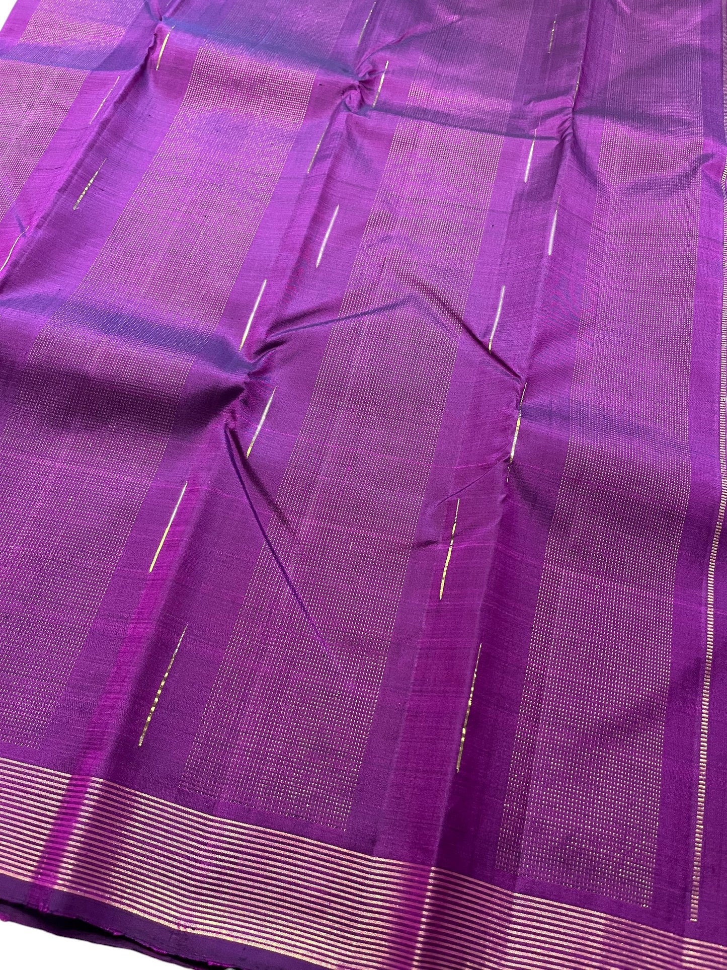 Southloom Pure Handloom Bridal Kanchipuram Silk Saree with Korvai Work (Violet)