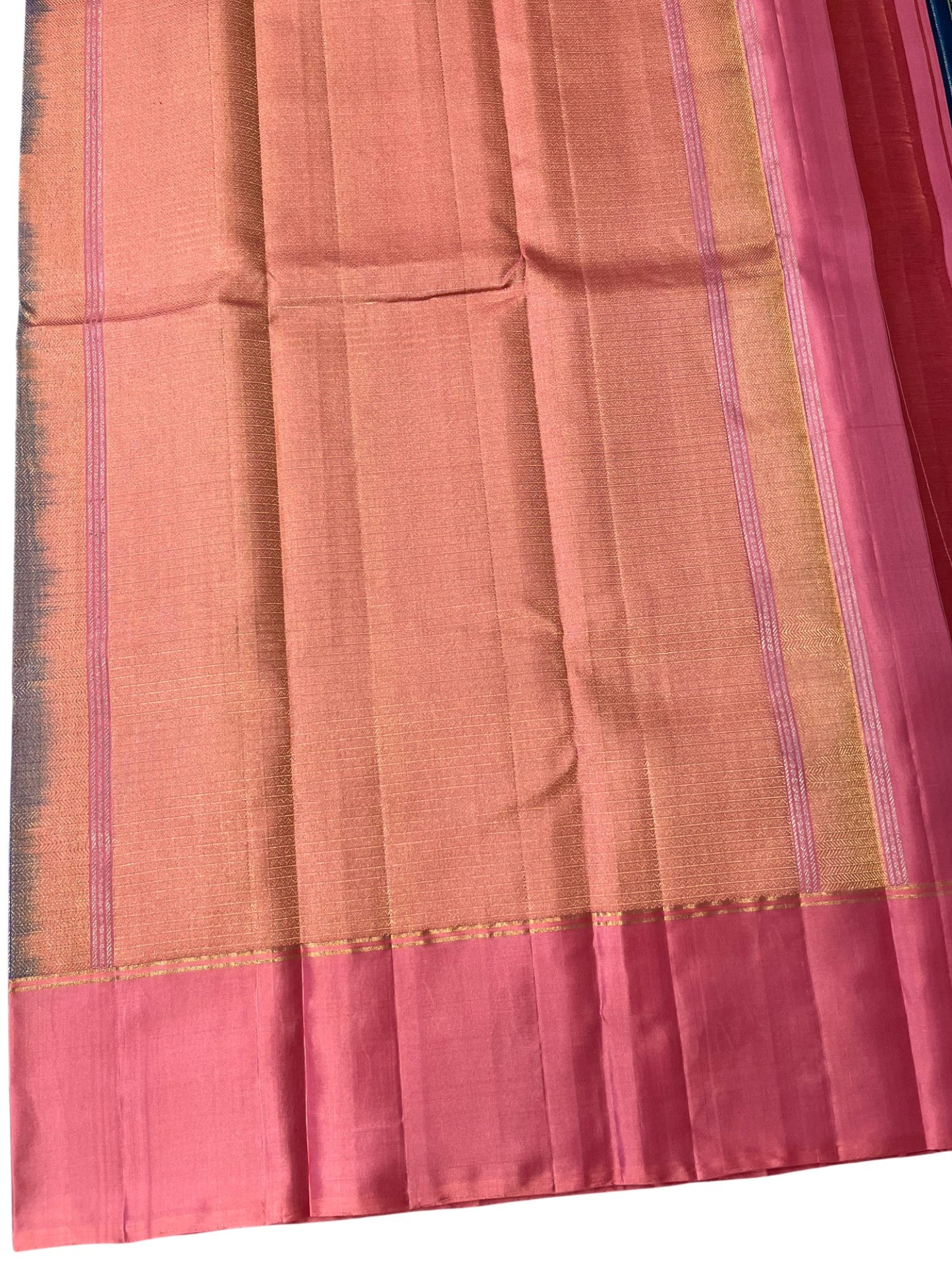 Southloom Pure Handloom Bridal Kanchipuram Silk Saree with Korvai Work (Pink & Blue)