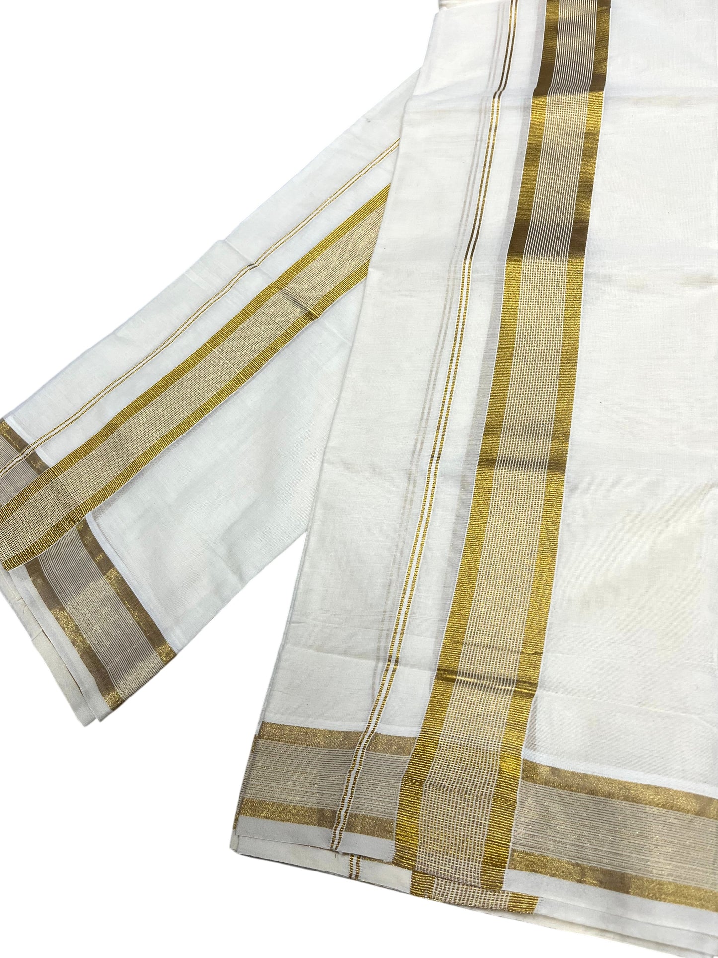 Southloom Pure Cotton Kerala Kasavu Set Mundu (Mundum Neriyathum) Kasavu Border in 2.80 Mtrs SL417