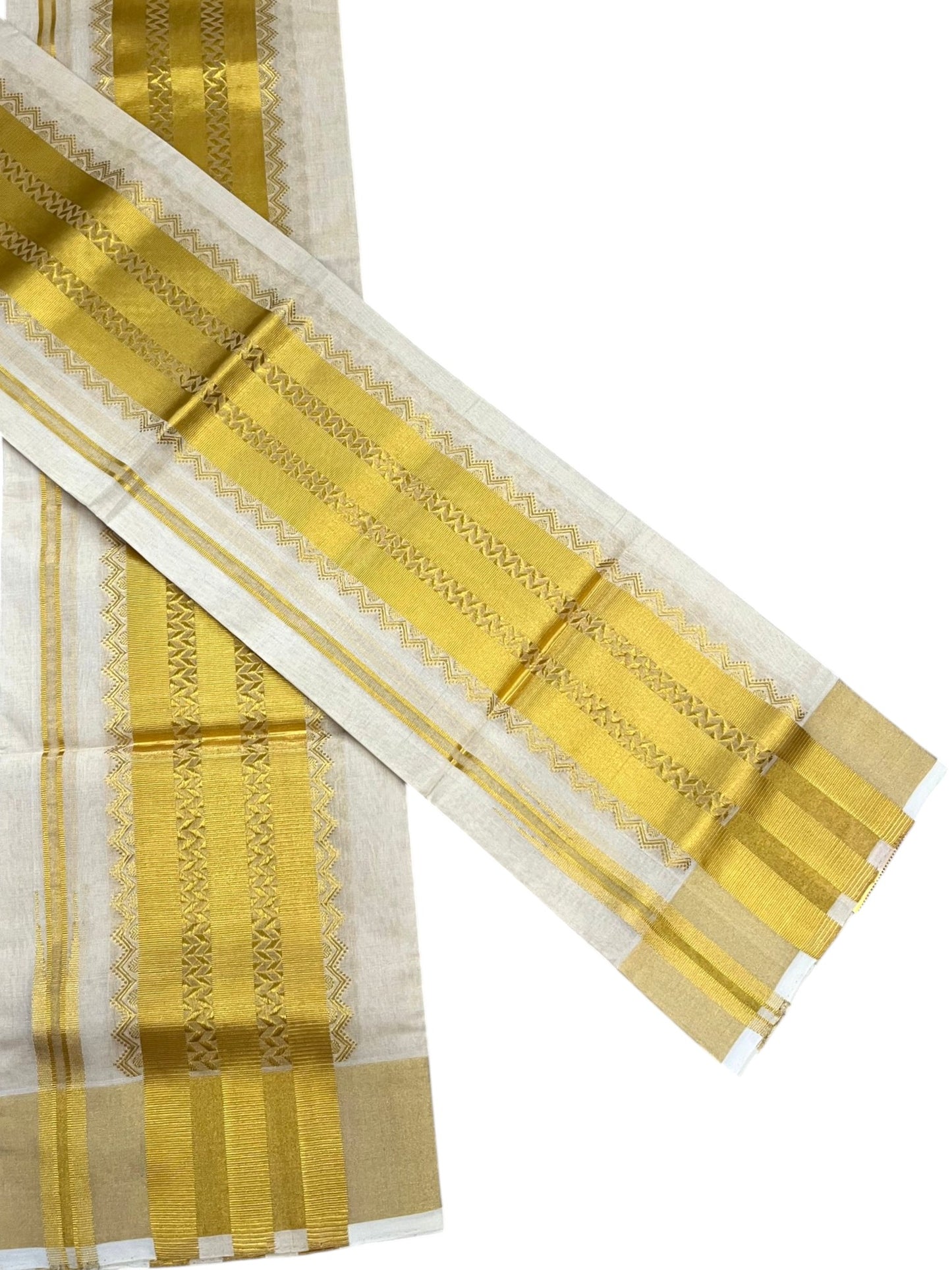 Southloom Premium Tissue Handloom Set Mundu with Chuttikara Kasavu Border (2.80 Mtr) SL632