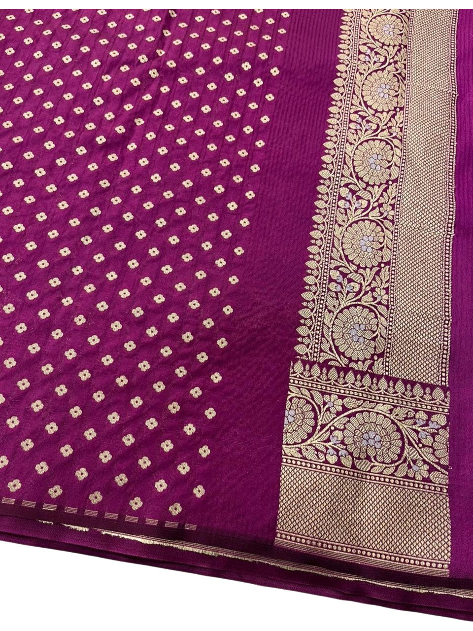 Southloom Pure Banarasi Silk Saree with Woven Work on Body and Borders (Purple)