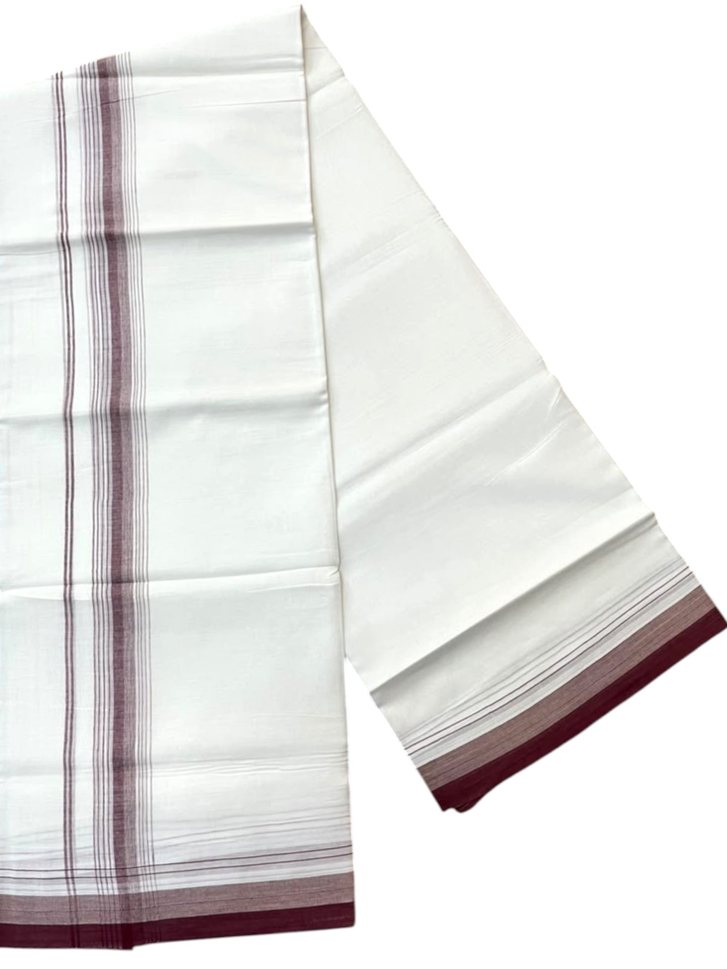 Southloom Pure Cotton Mundu with Maroon Border (South Indian Kerala Dhoti)