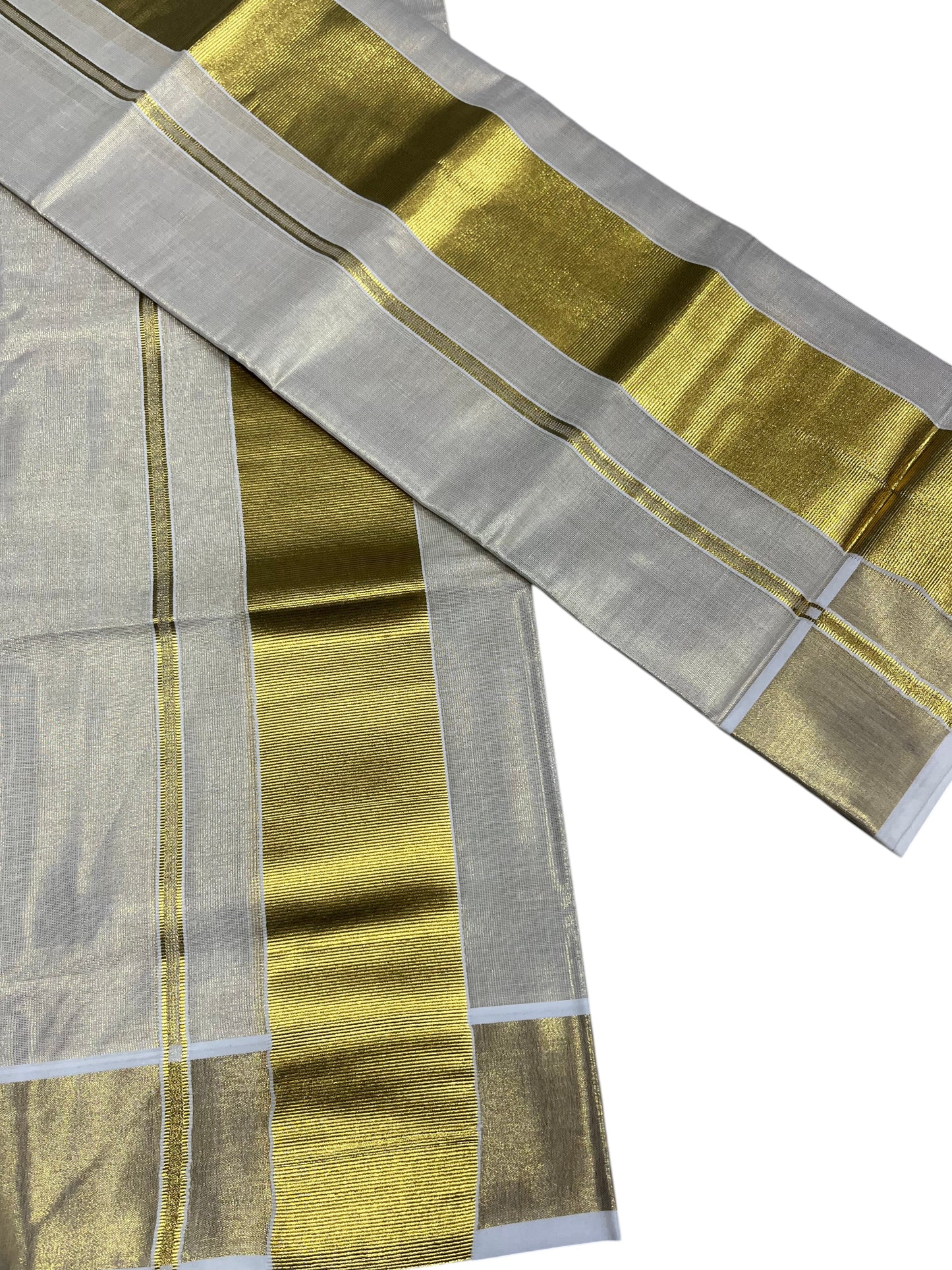Southloom Kerala Tissue Single Set Mundu (Mundum Neriyathum) with  Kasavu Border 3 Inch SL336