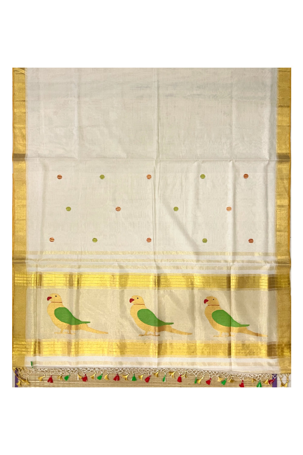 Southloom Original Balaramapuram Handloom Saree with Handwoven Parrot Design