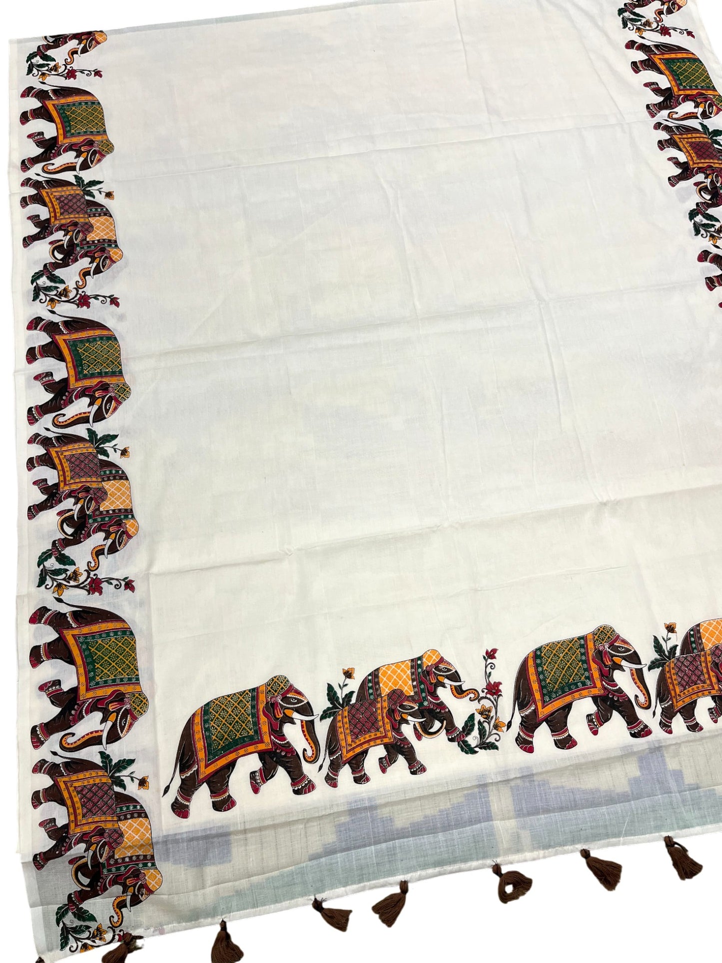 Southloom Kerala Cotton Saree with Elephant Design