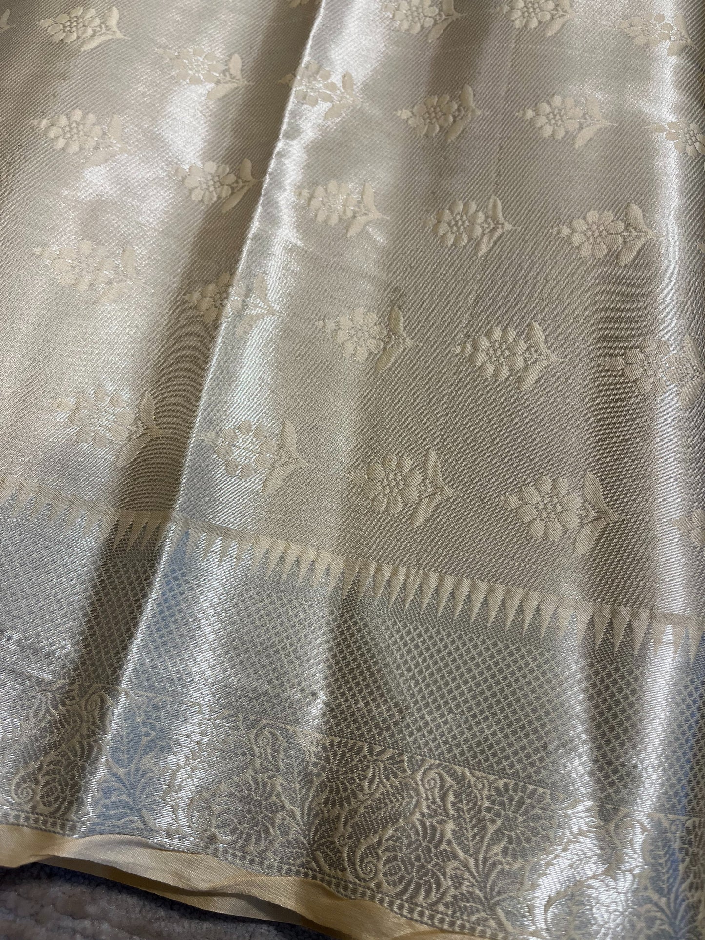 Southloom Tissue Silk Saree with Woven Work on Body and Borders (Golden & Yellow)