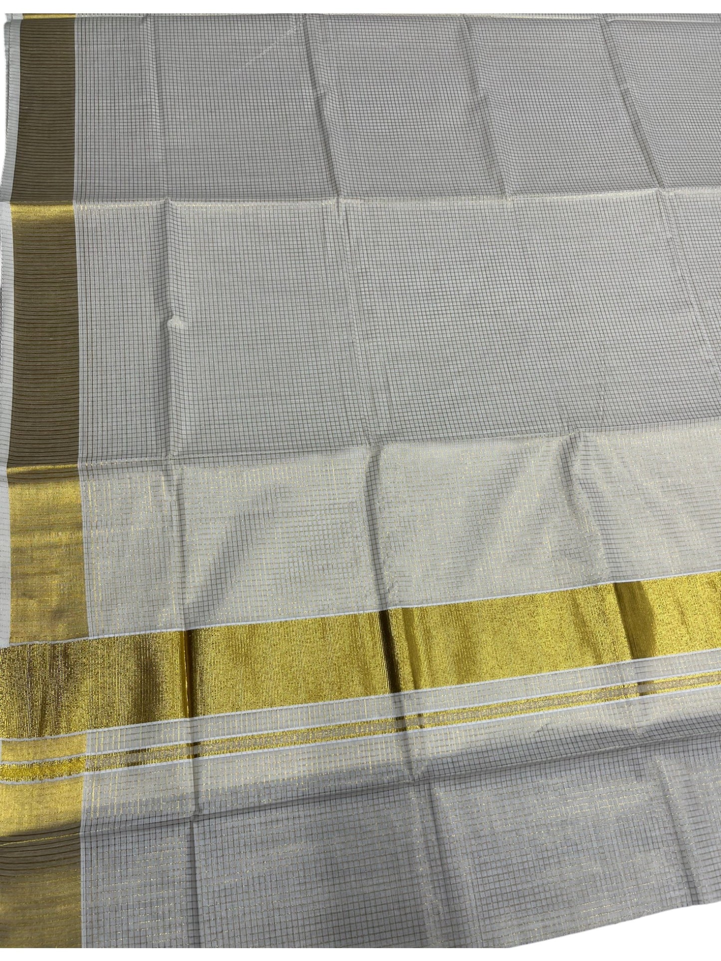 Southloom Kerala Cotton Kasavu Saree with Micro Check on Body