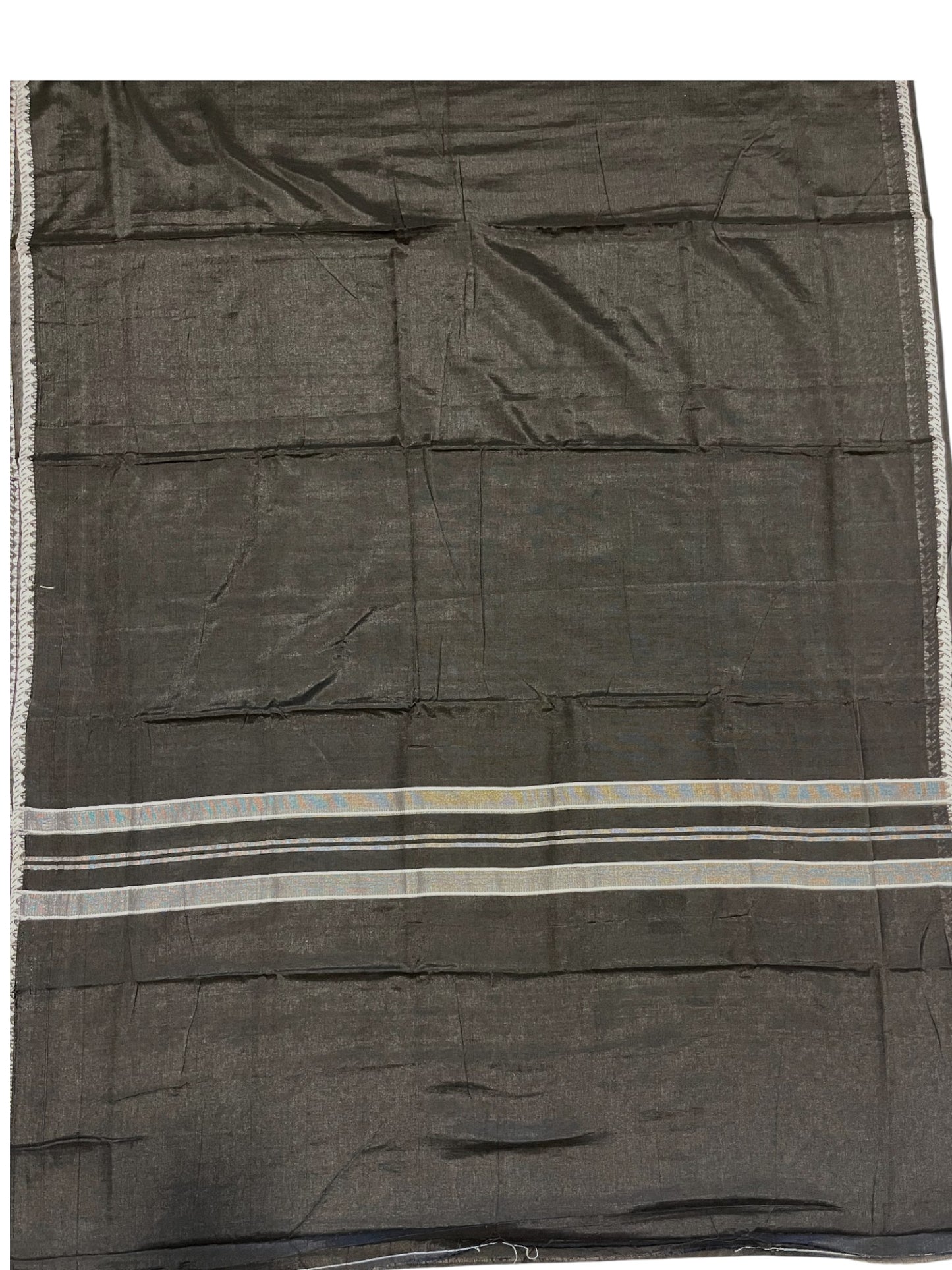 Southloom Kerala Sabarimala Black Simple Saree With White Kara