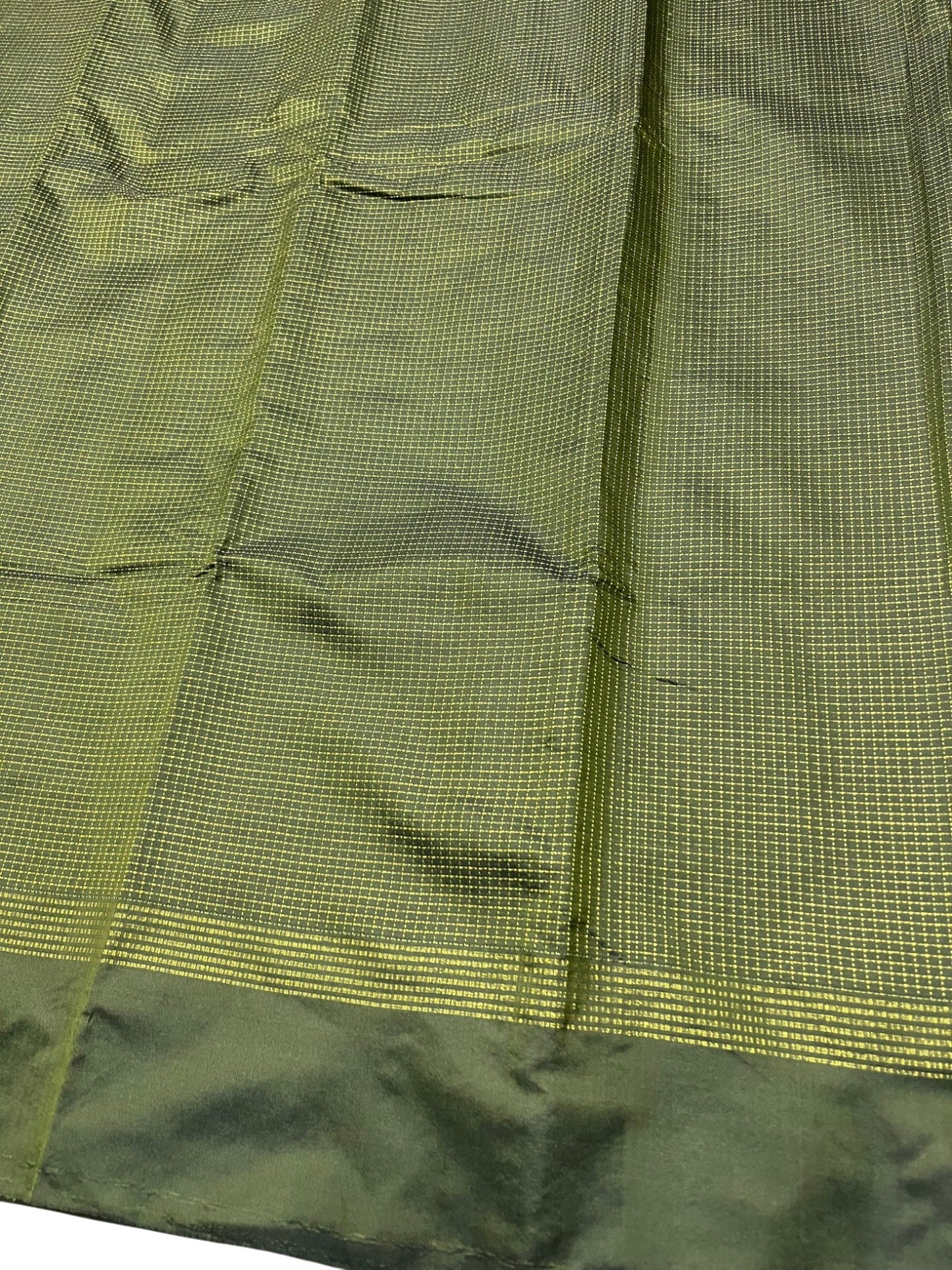 Southloom Semi Silk Saree with Micro Check on Body in Olive  Green