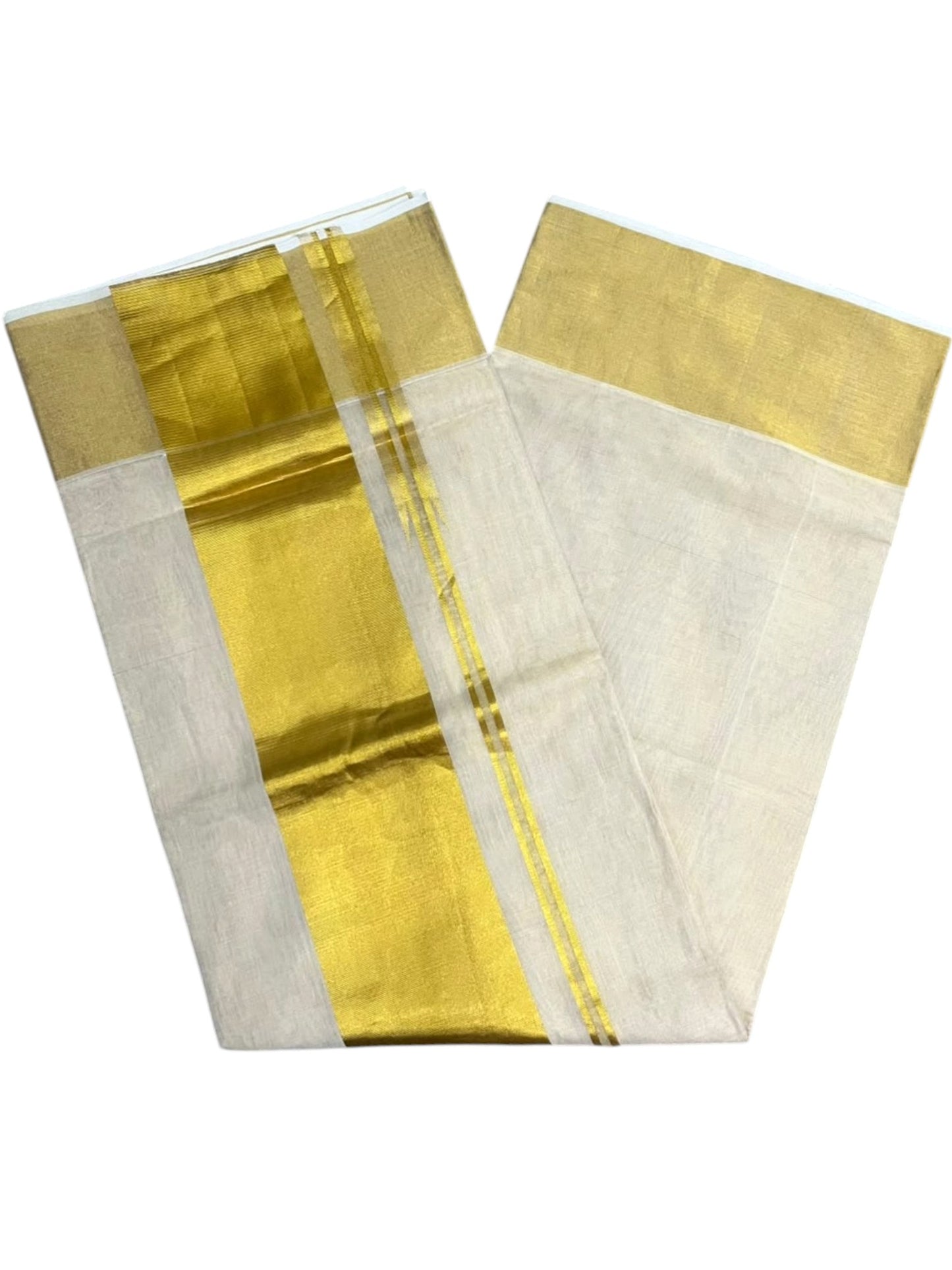 Southloom Super Premium Balaramapuram Handloom Tissue Saree Chutti Kara with Gold Kasavu and Gold Border In 5 Inch