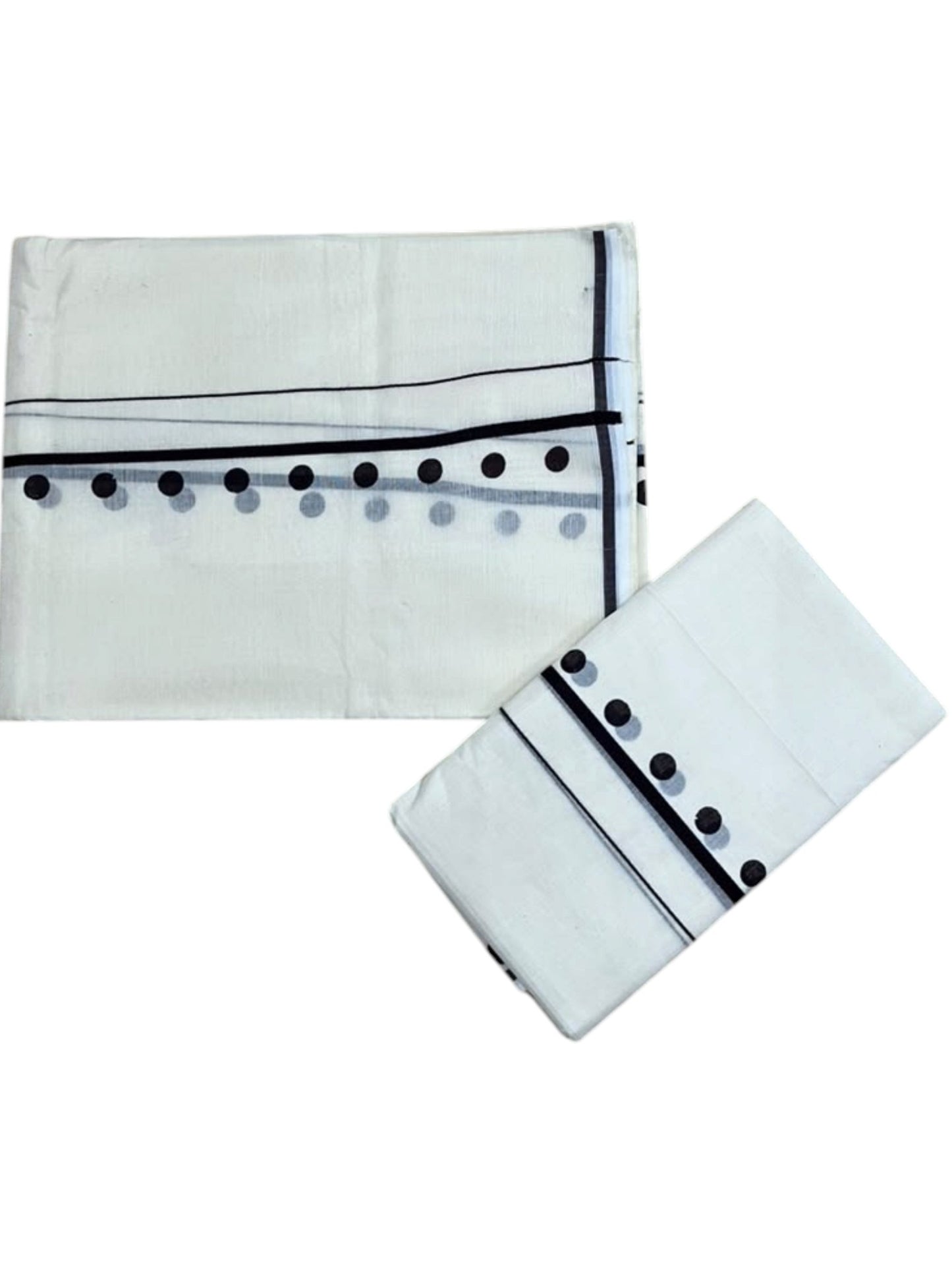 Southloom Pure Cotton Kerala Single Set Mundu (Mundum Neriyathum) with Digital Prints in Black 2.80 Mtrs SL359