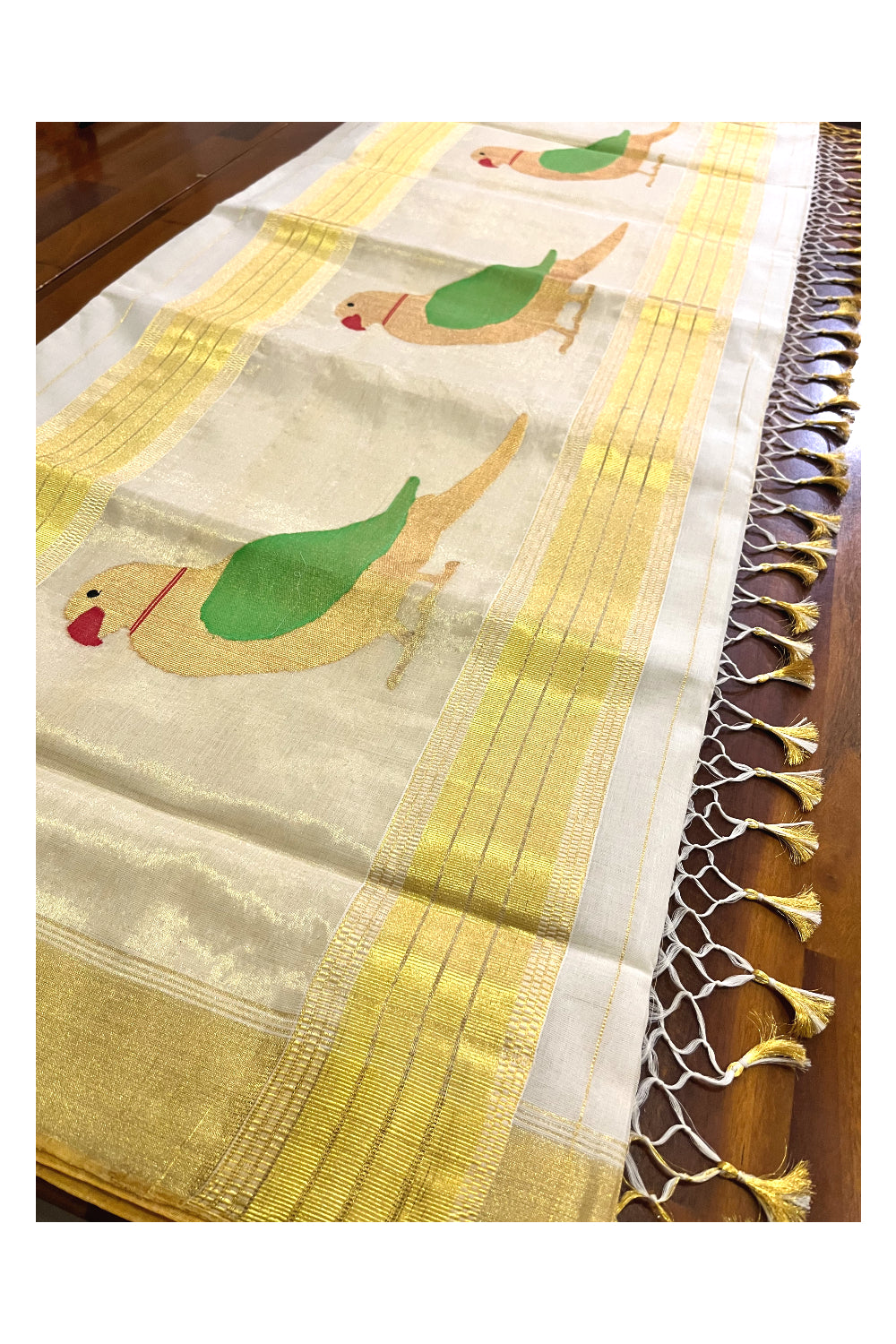 Southloom Original Balaramapuram Handloom Premium Saree with Handwoven Parrot Design