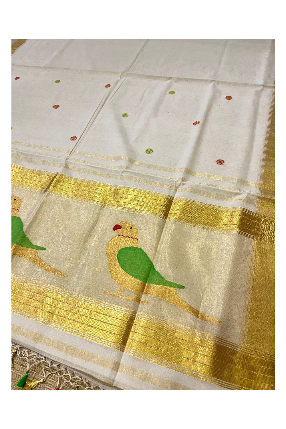 Southloom Original Balaramapuram Handloom Saree with Handwoven Parrot Design