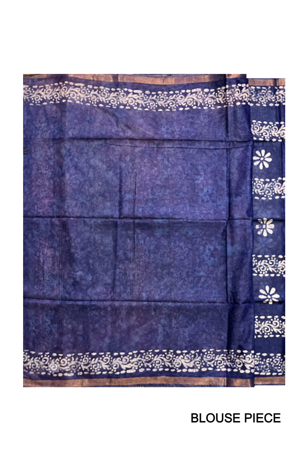 Southloom Cotton Dark Blue Saree with Baswara Prints on Body and Pallu