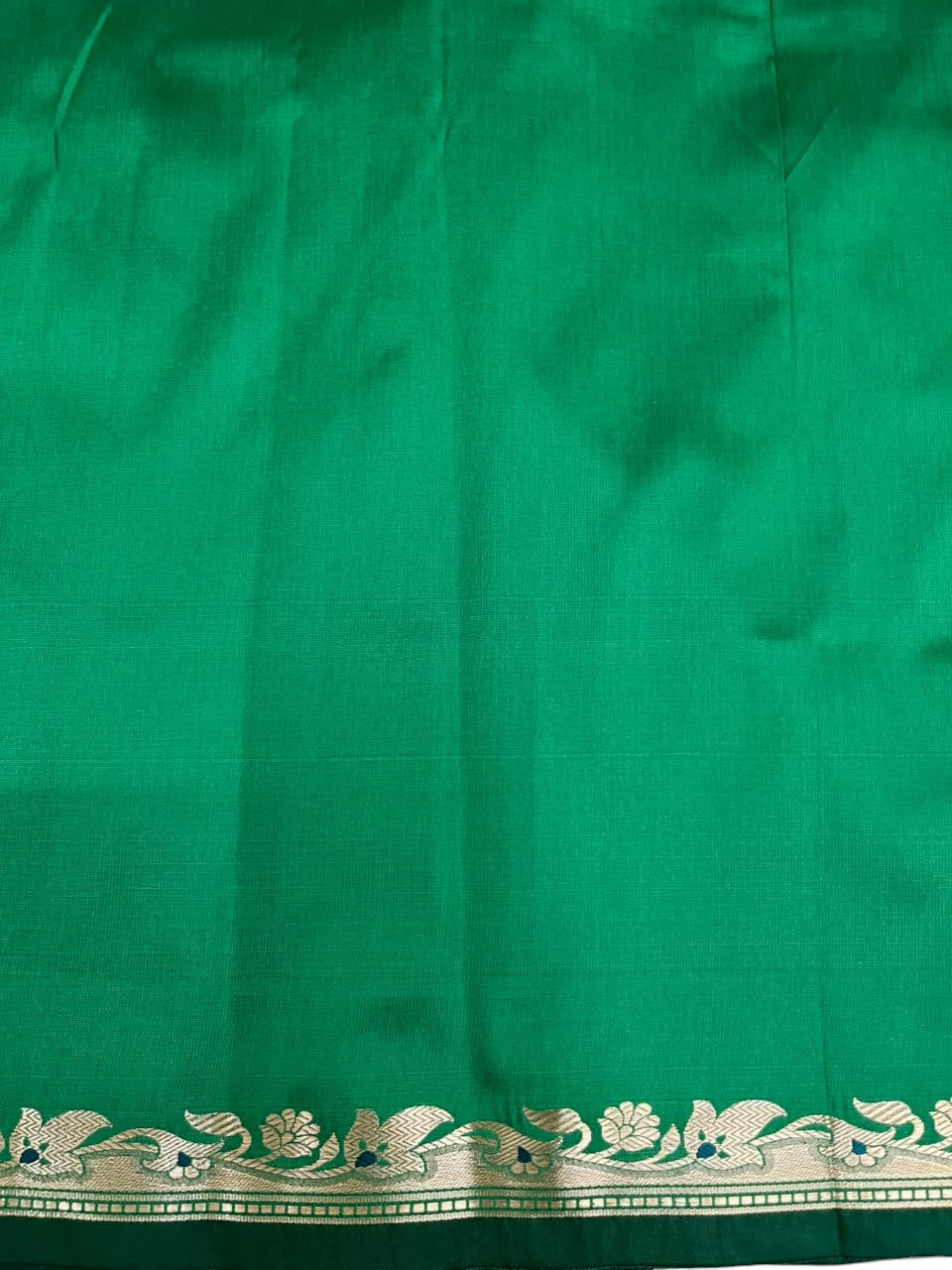 Southloom Satin Banarasi Silk Saree with Woven Work on Borders In Green