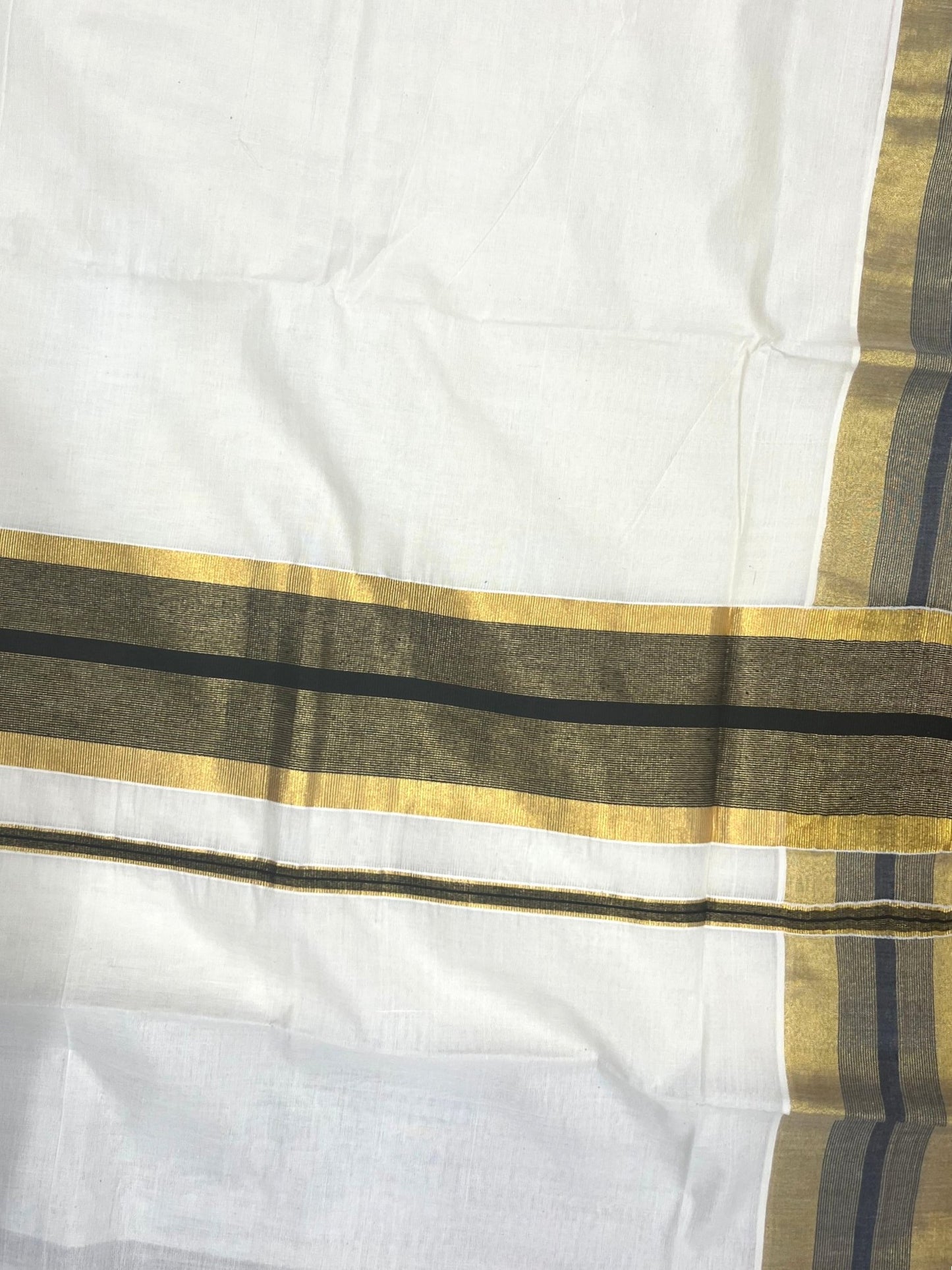 Southloom Kerala Pure Cotton Plain Saree with Kasavu and Black Border