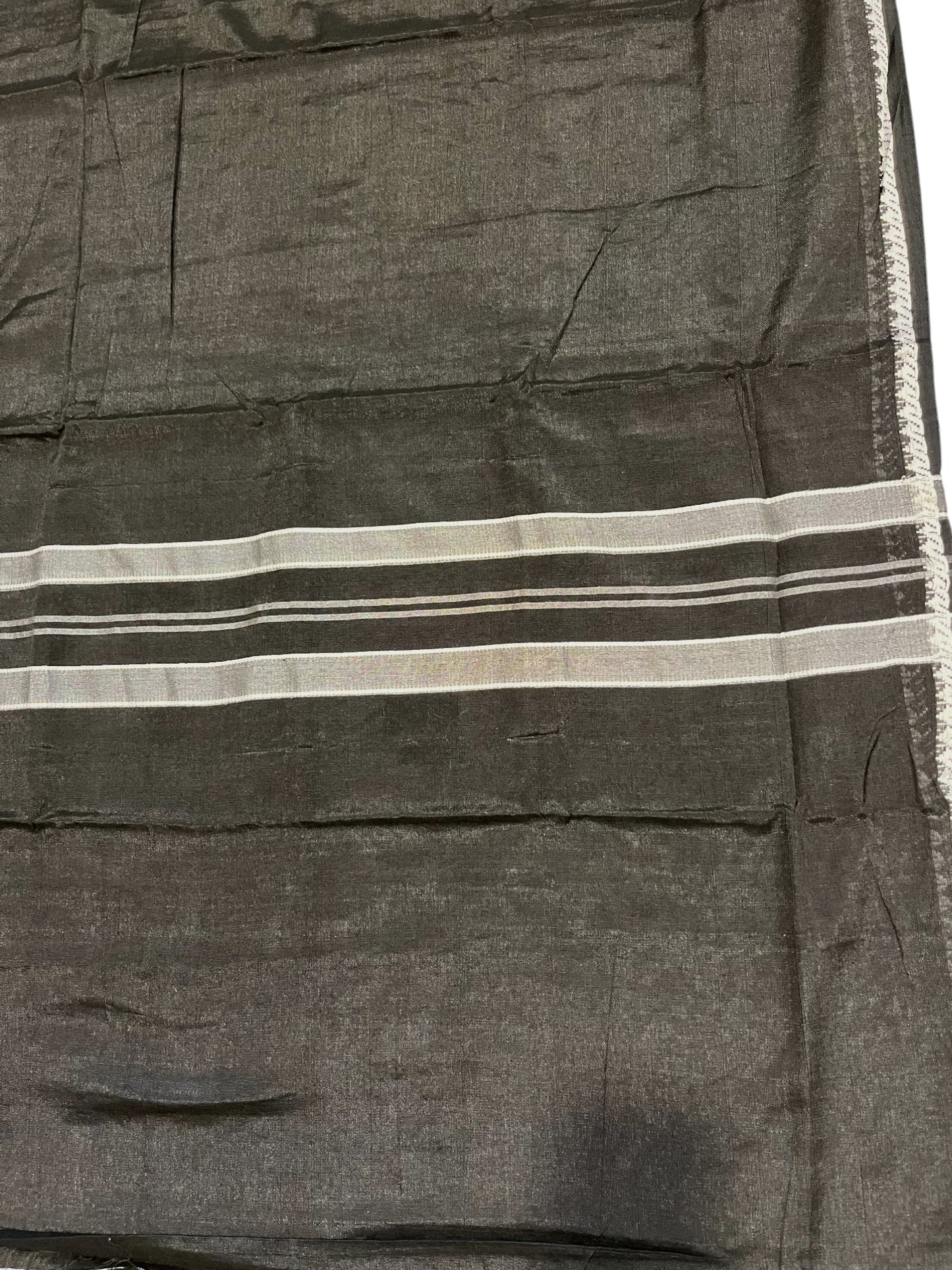 Southloom Kerala Sabarimala Black Simple Saree With White Kara