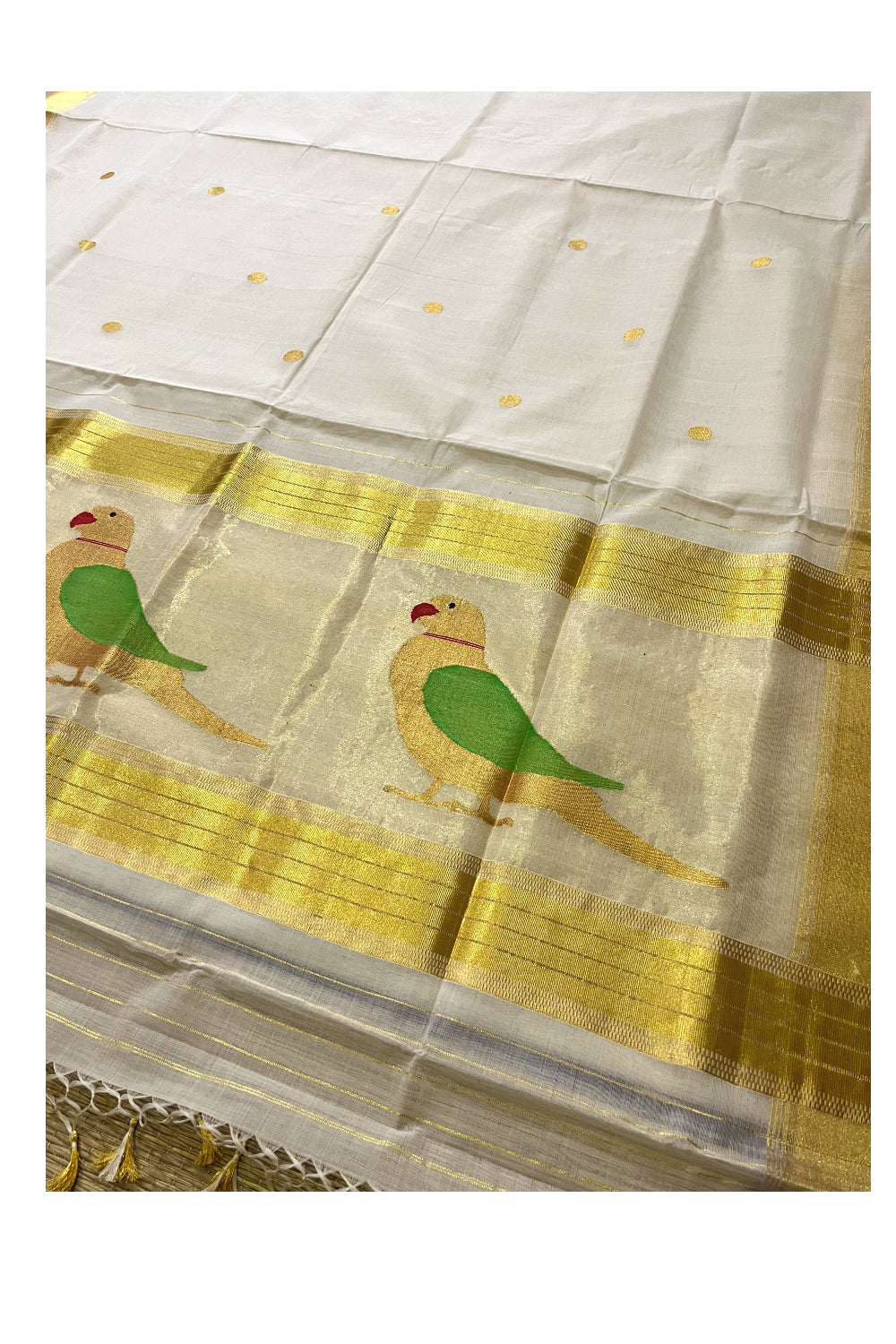 Southloom Original Balaramapuram Handloom Premium Saree with Handwoven Parrot Design