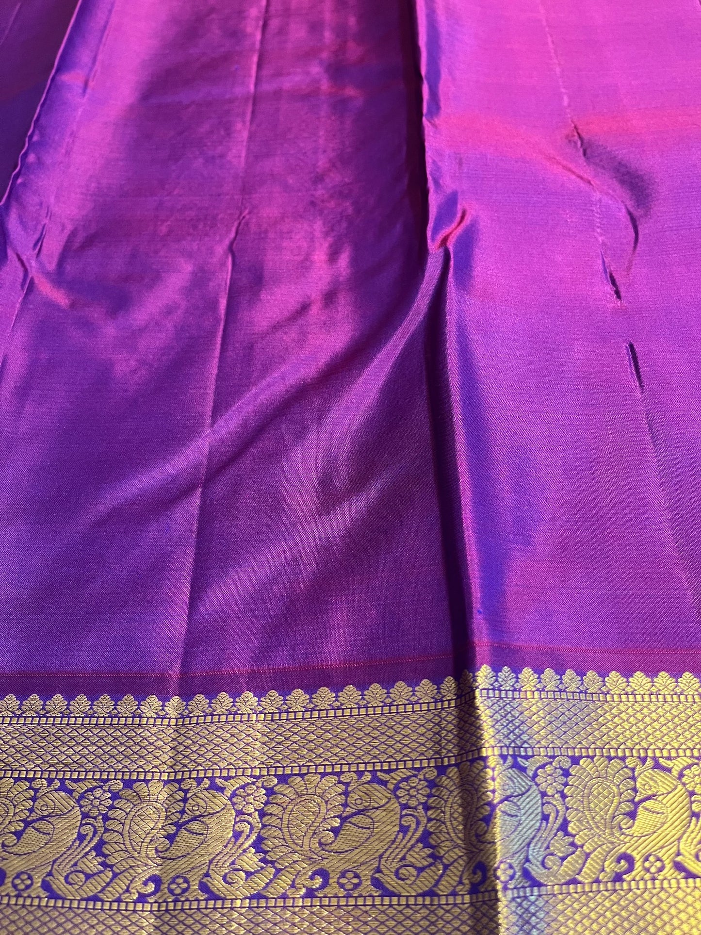 Southloom Pure Handloom Bridal Kanchipuram Silk Saree with Korvai Work (Blue & Violet)