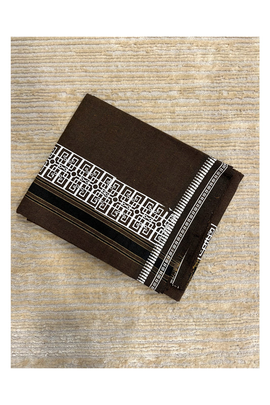 Southloom Brown Printed Single Mundu / Otta Mundu / Lungi (South Indian Kerala Dhoti)