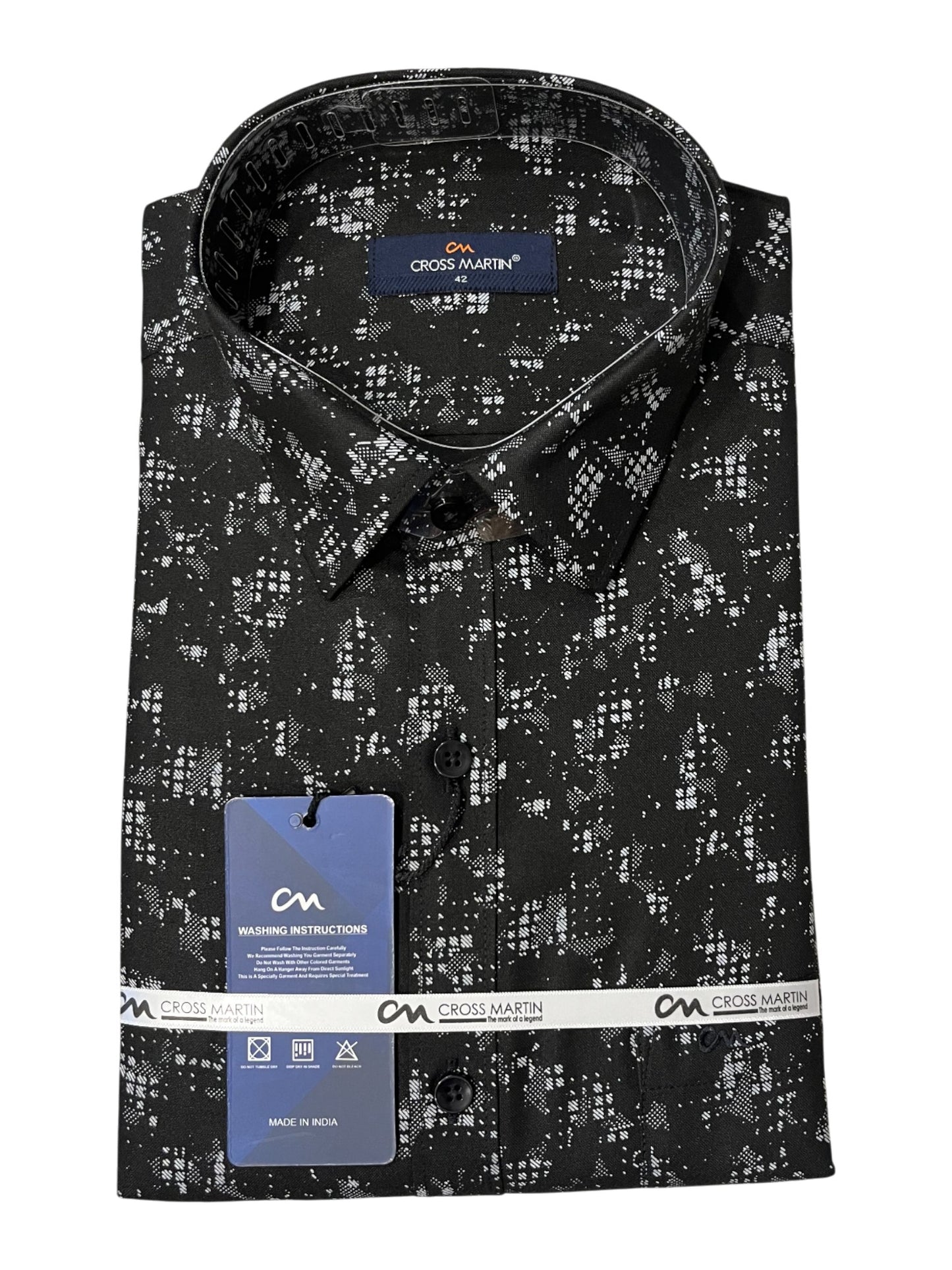 Southloom Pure Cotton Black Printed Shirt (XL FS)