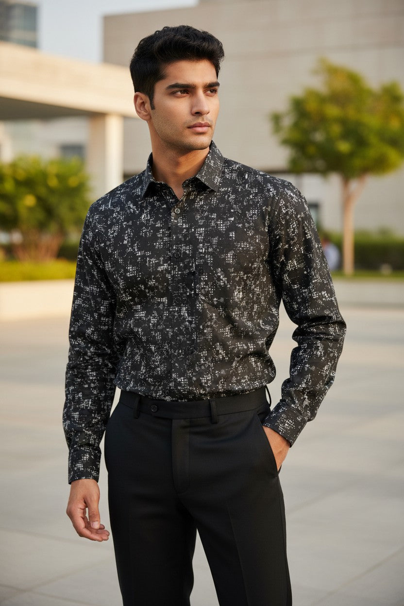 Southloom Pure Cotton Black Printed Shirt SLSHIRT 42 FS