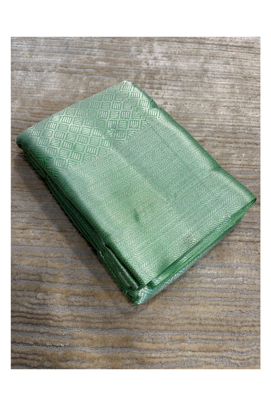 Southloom Banarasi Silver Zari Brocade Work Silk Saree in Green Pastel Shade