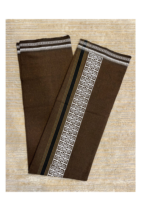 Southloom Brown Printed Single Mundu / Otta Mundu / Lungi (South Indian Kerala Dhoti)